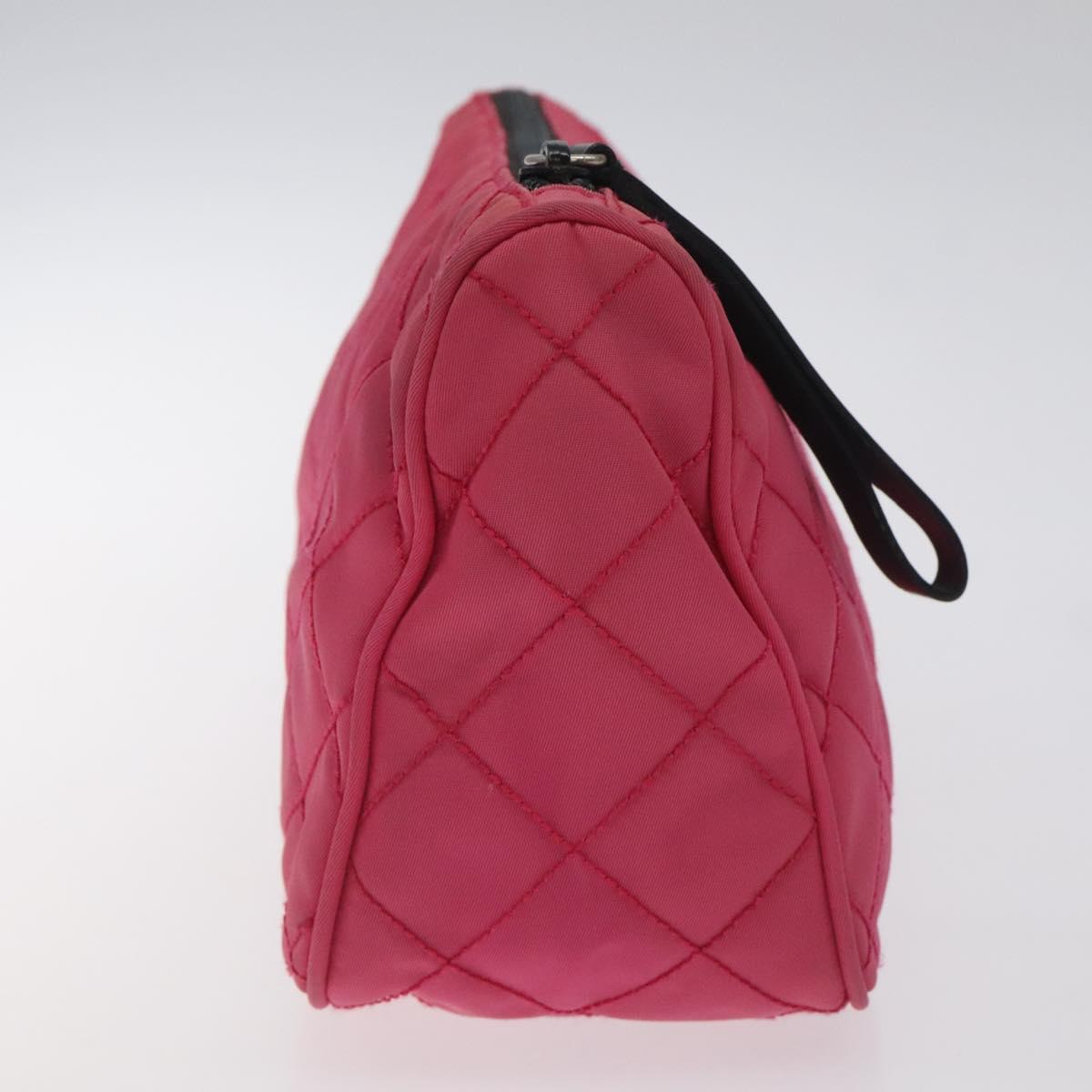 PRADA Pouch Nylon Pink Silver Auth 129940