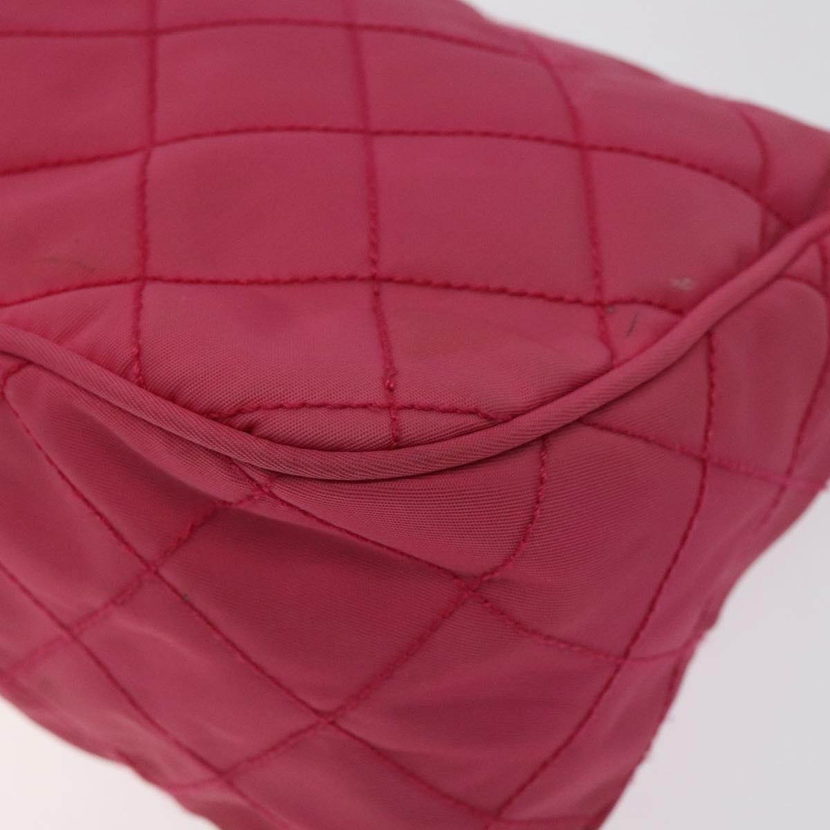 PRADA Pouch Nylon Pink Silver Auth 129940