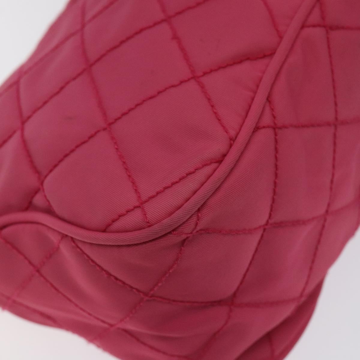 PRADA Pouch Nylon Pink Silver Auth 129940