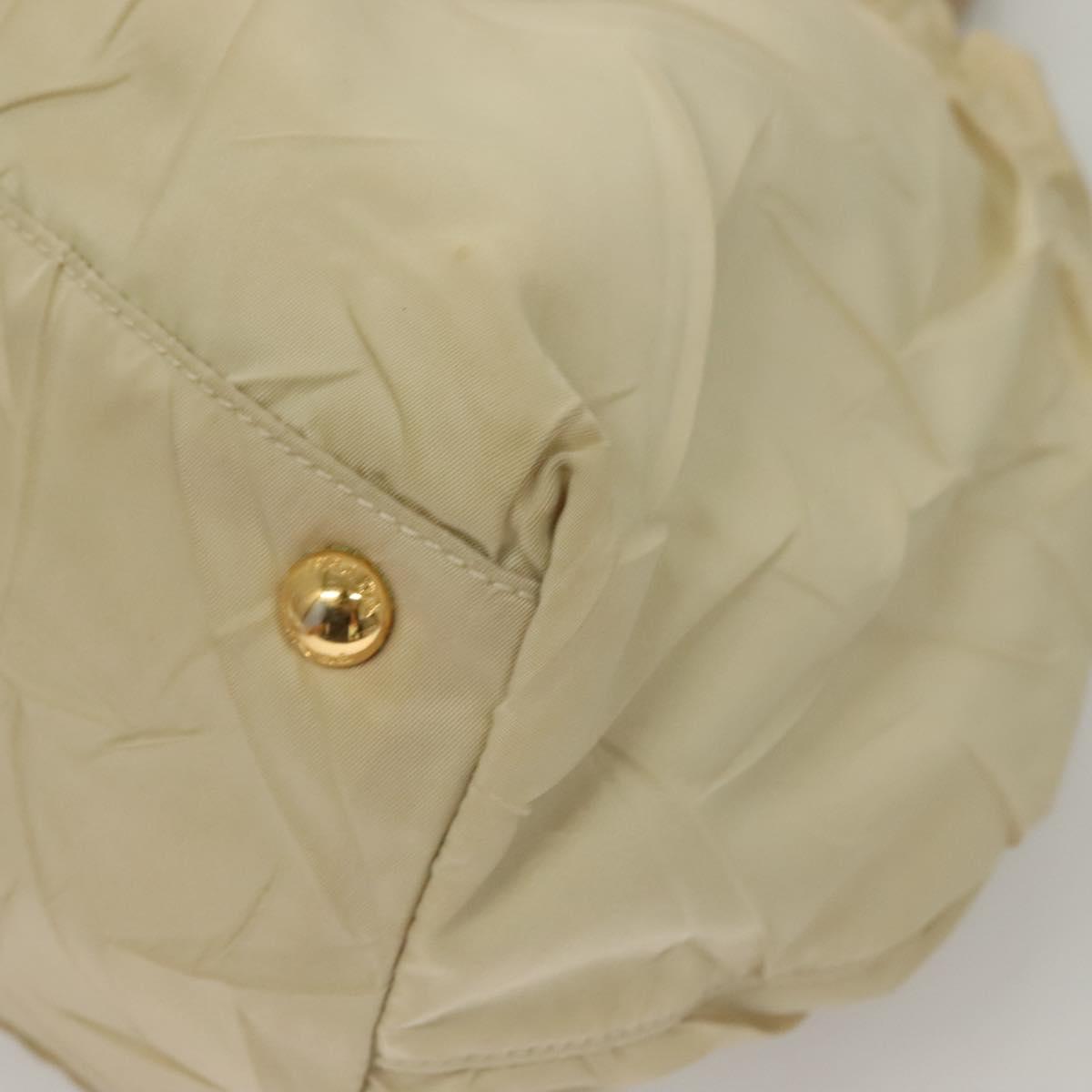 PRADA Hand Bag Nylon Beige Gold Auth 129942