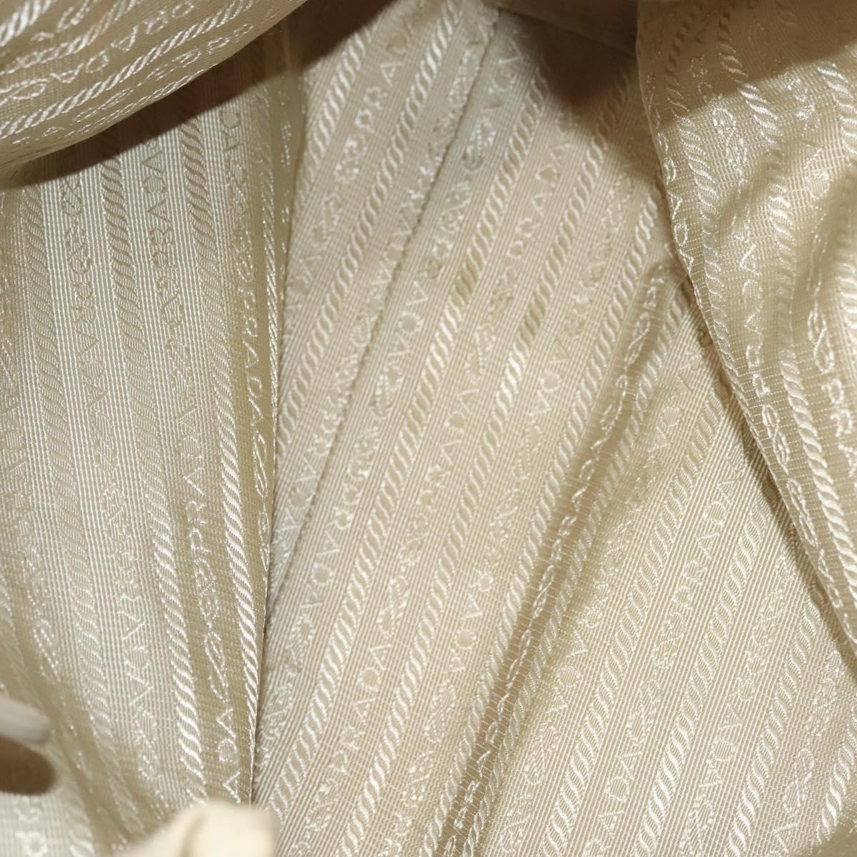 PRADA Hand Bag Nylon Beige Gold Auth 129942