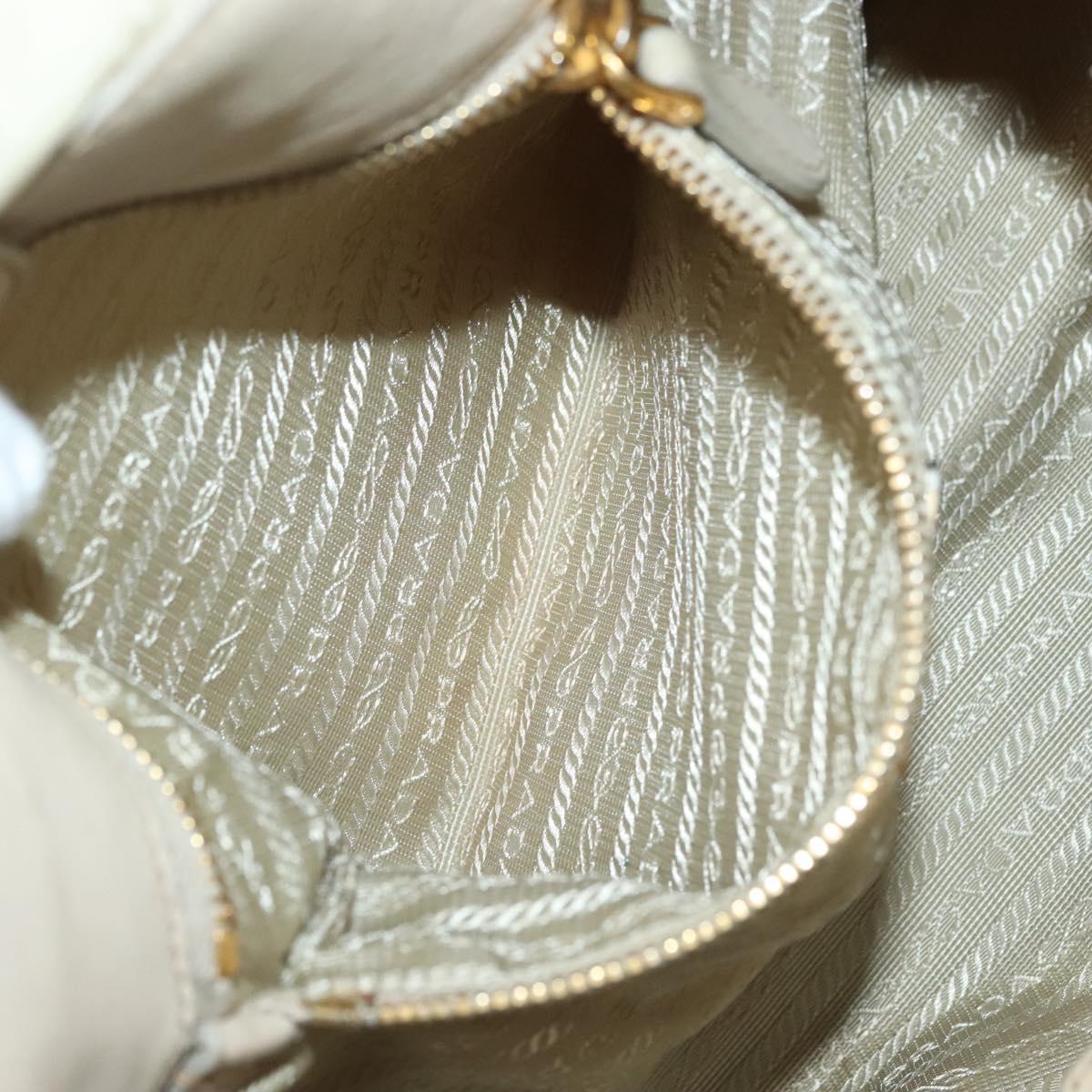 PRADA Hand Bag Nylon Beige Gold Auth 129942