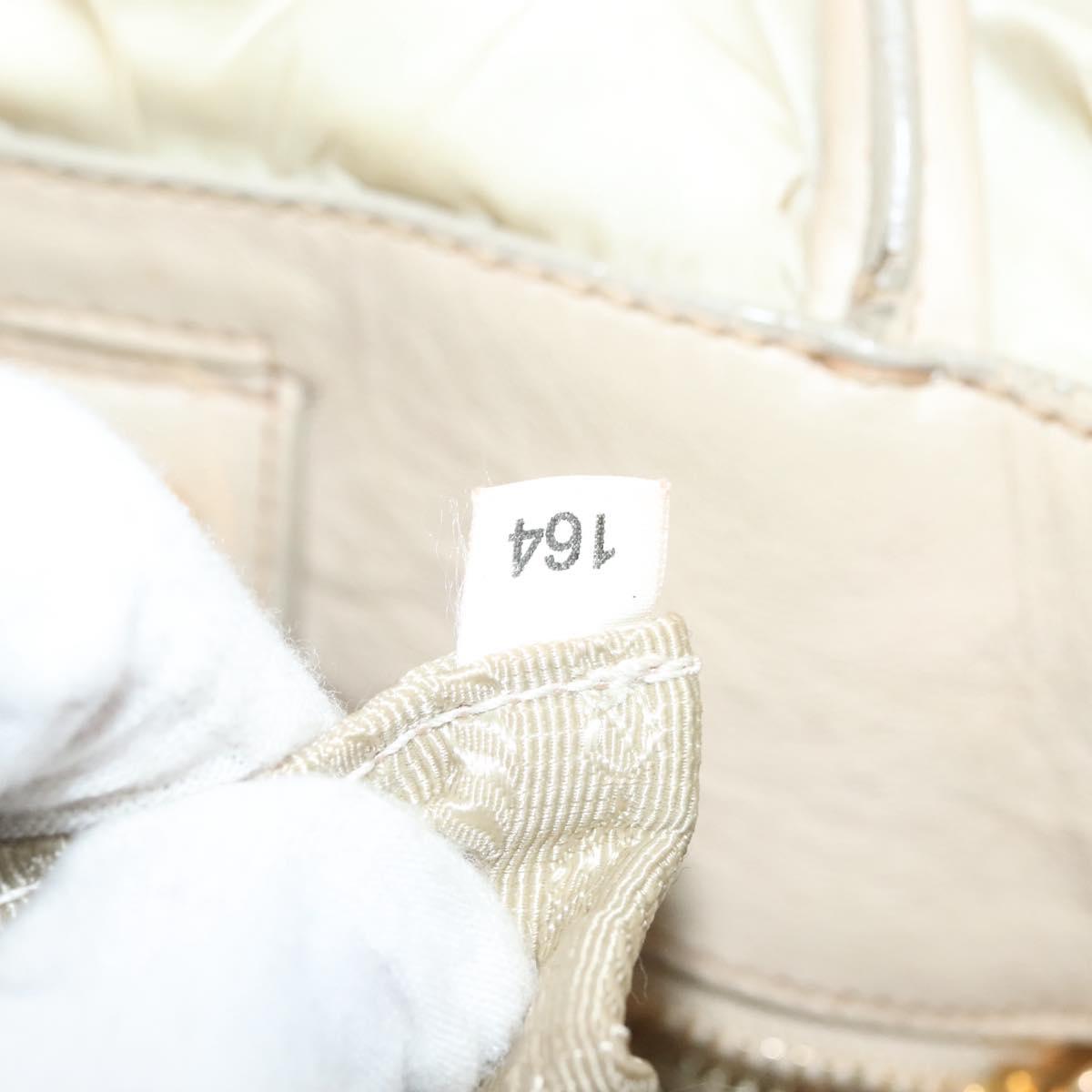 PRADA Hand Bag Nylon Beige Gold Auth 129942