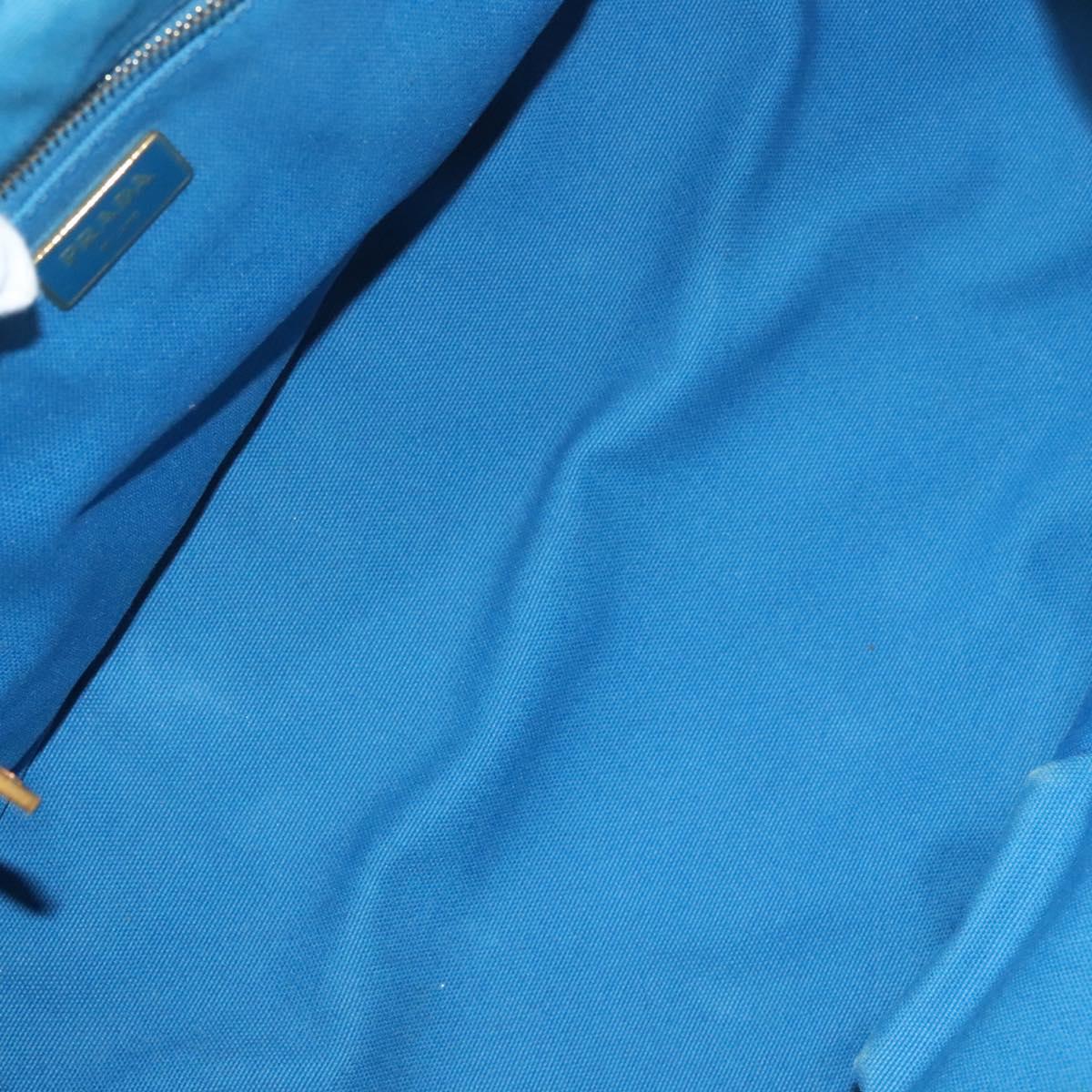 PRADA Canapa GM Hand Bag Canvas Blue Gold Auth 129943