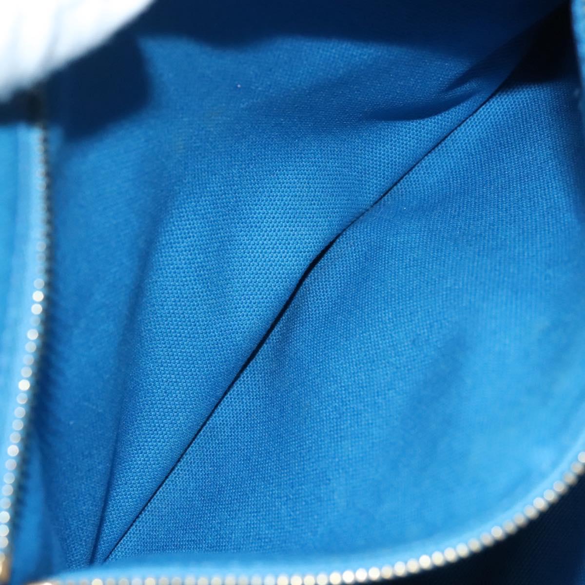 PRADA Canapa GM Hand Bag Canvas Blue Gold Auth 129943