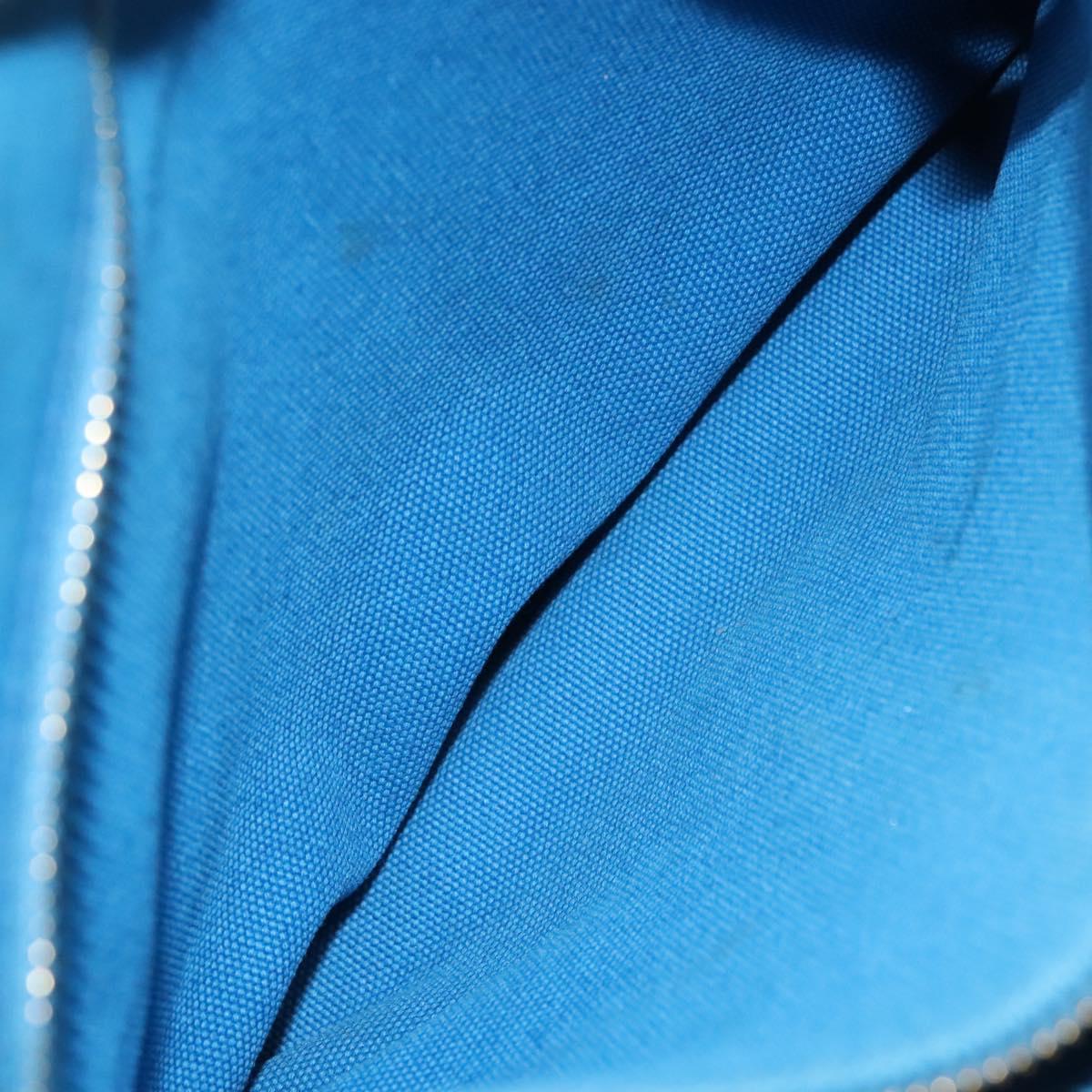 PRADA Canapa GM Hand Bag Canvas Blue Gold Auth 129943