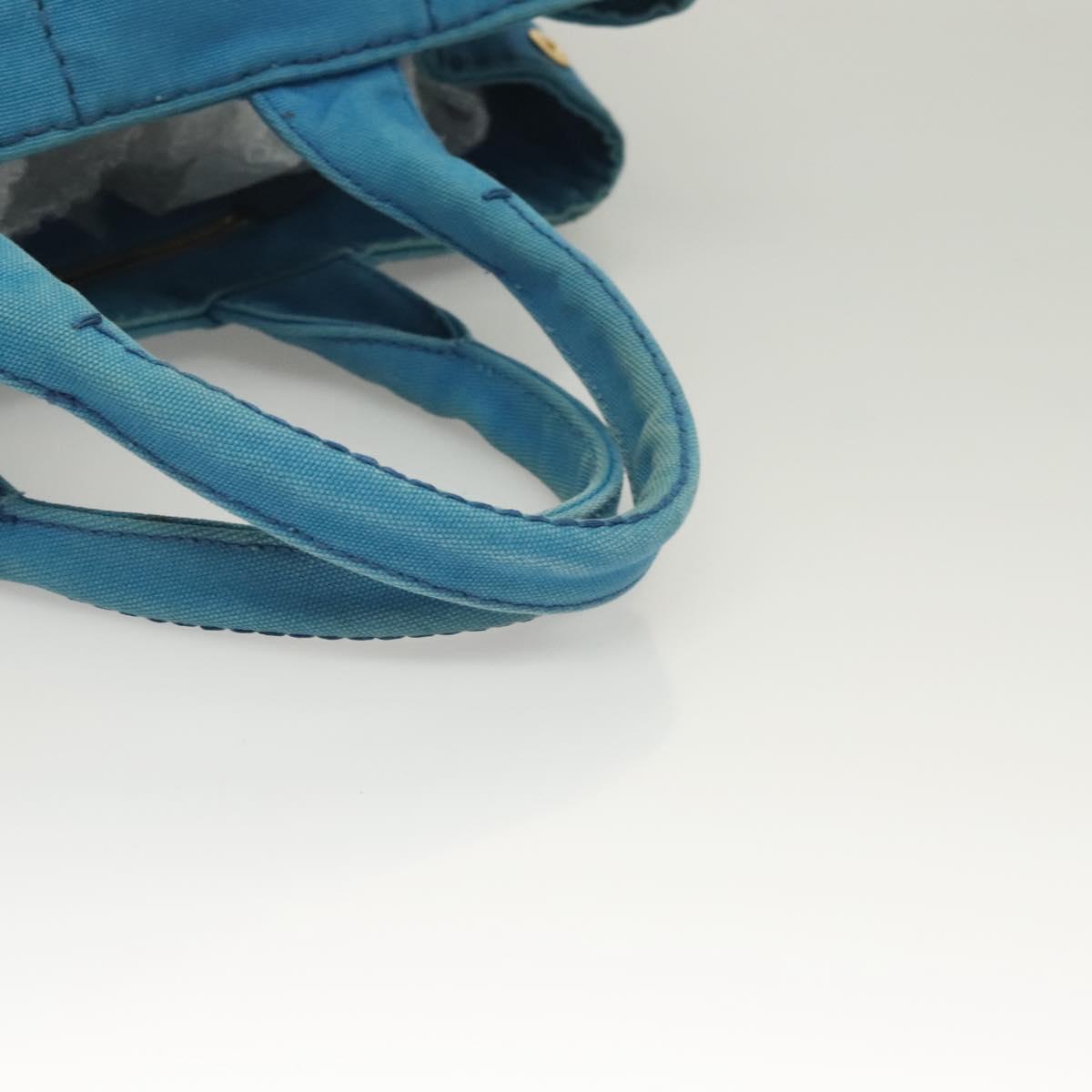 PRADA Canapa GM Hand Bag Canvas Blue Gold Auth 129943
