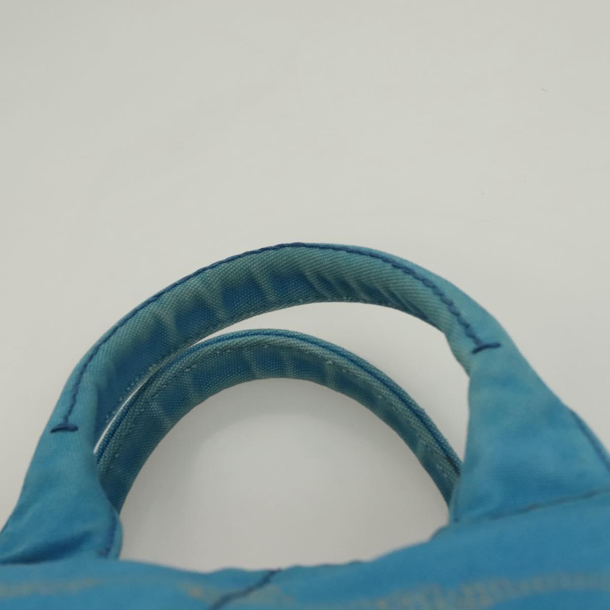 PRADA Canapa GM Hand Bag Canvas Blue Gold Auth 129943