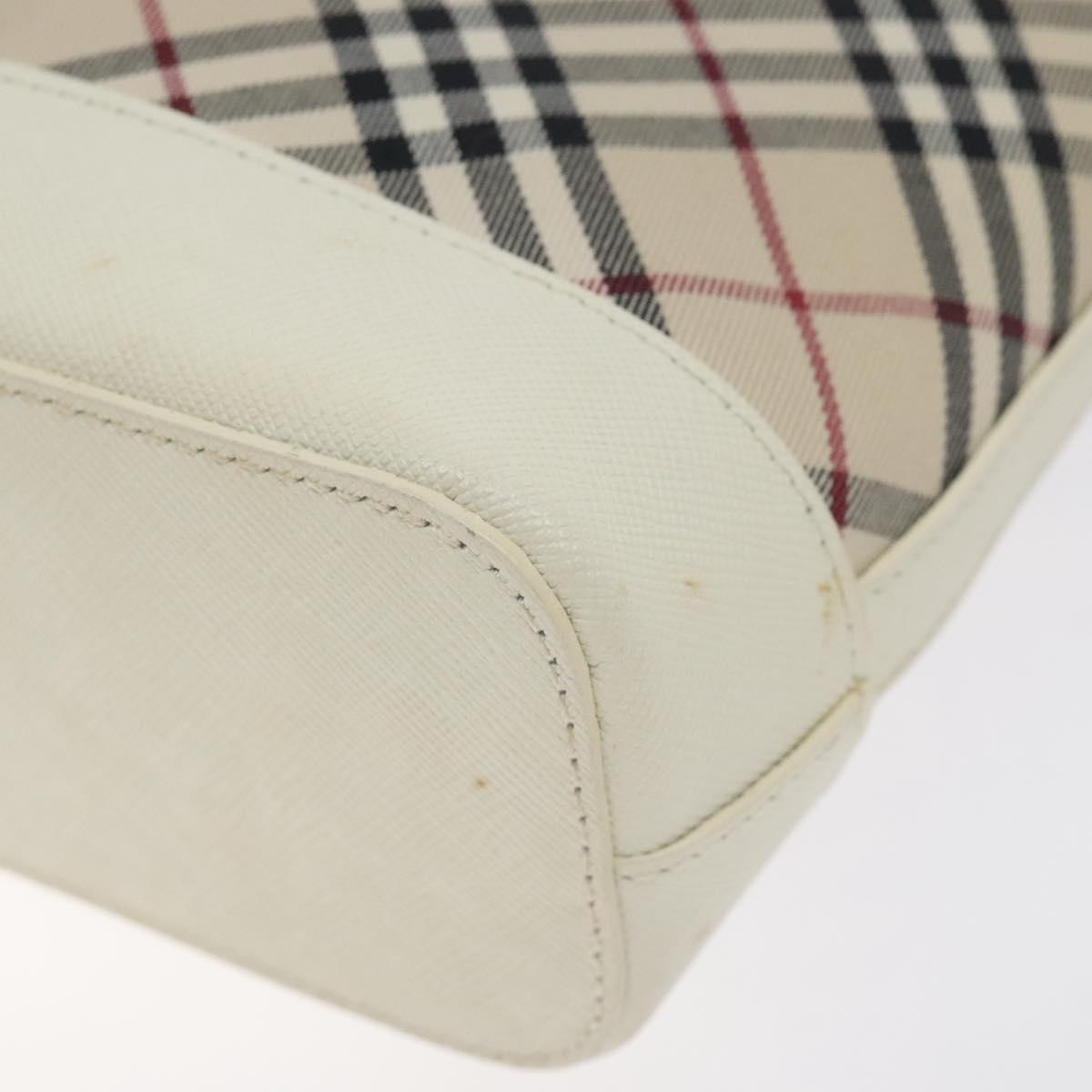 BURBERRY Nova Check Shoulder Bag Canvas Beige Silver Auth 129947