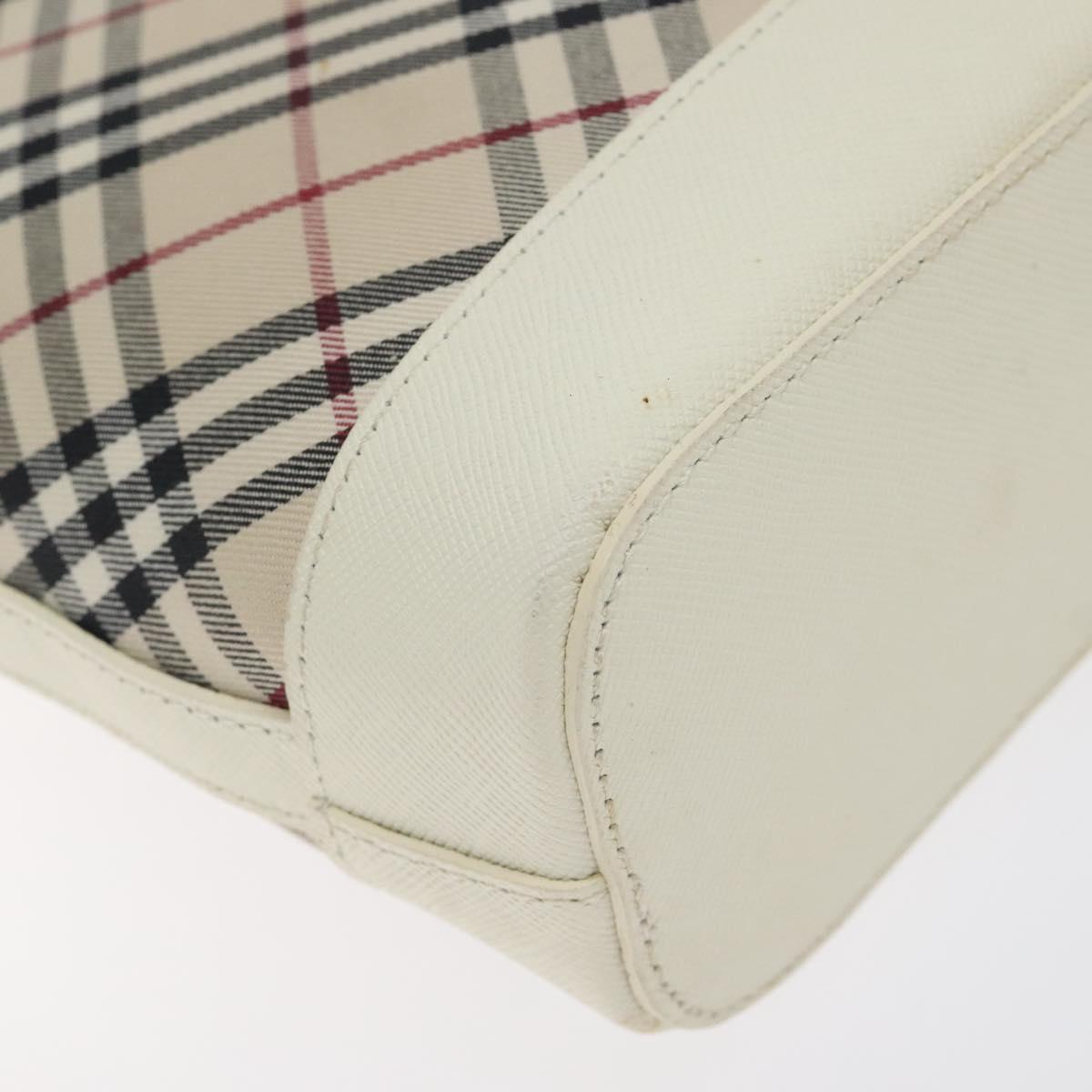 BURBERRY Nova Check Shoulder Bag Canvas Beige Silver Auth 129947