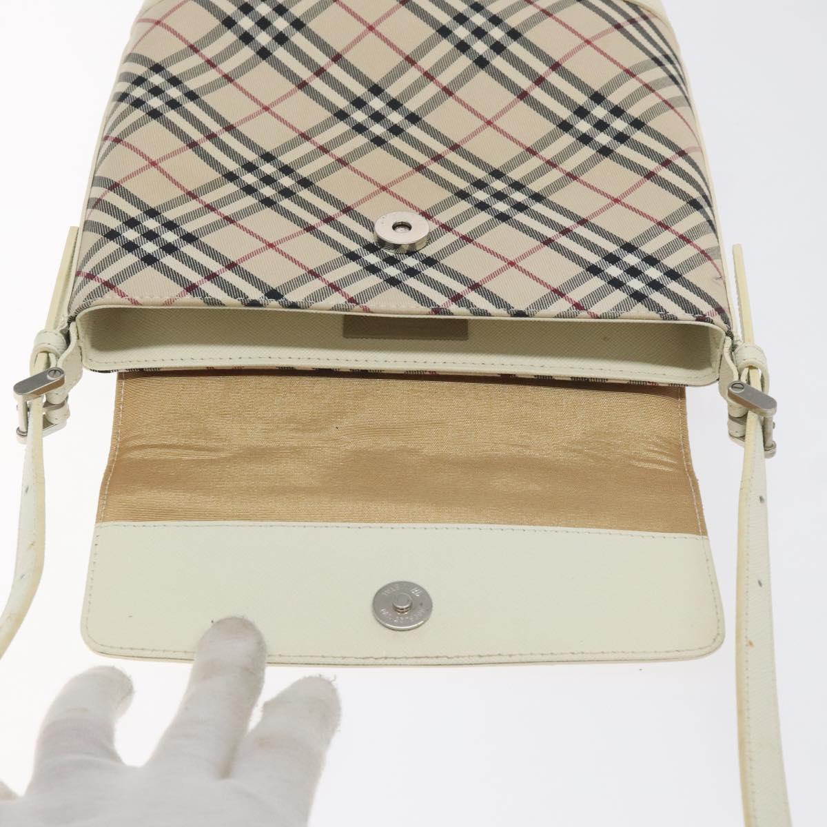 BURBERRY Nova Check Shoulder Bag Canvas Beige Silver Auth 129947