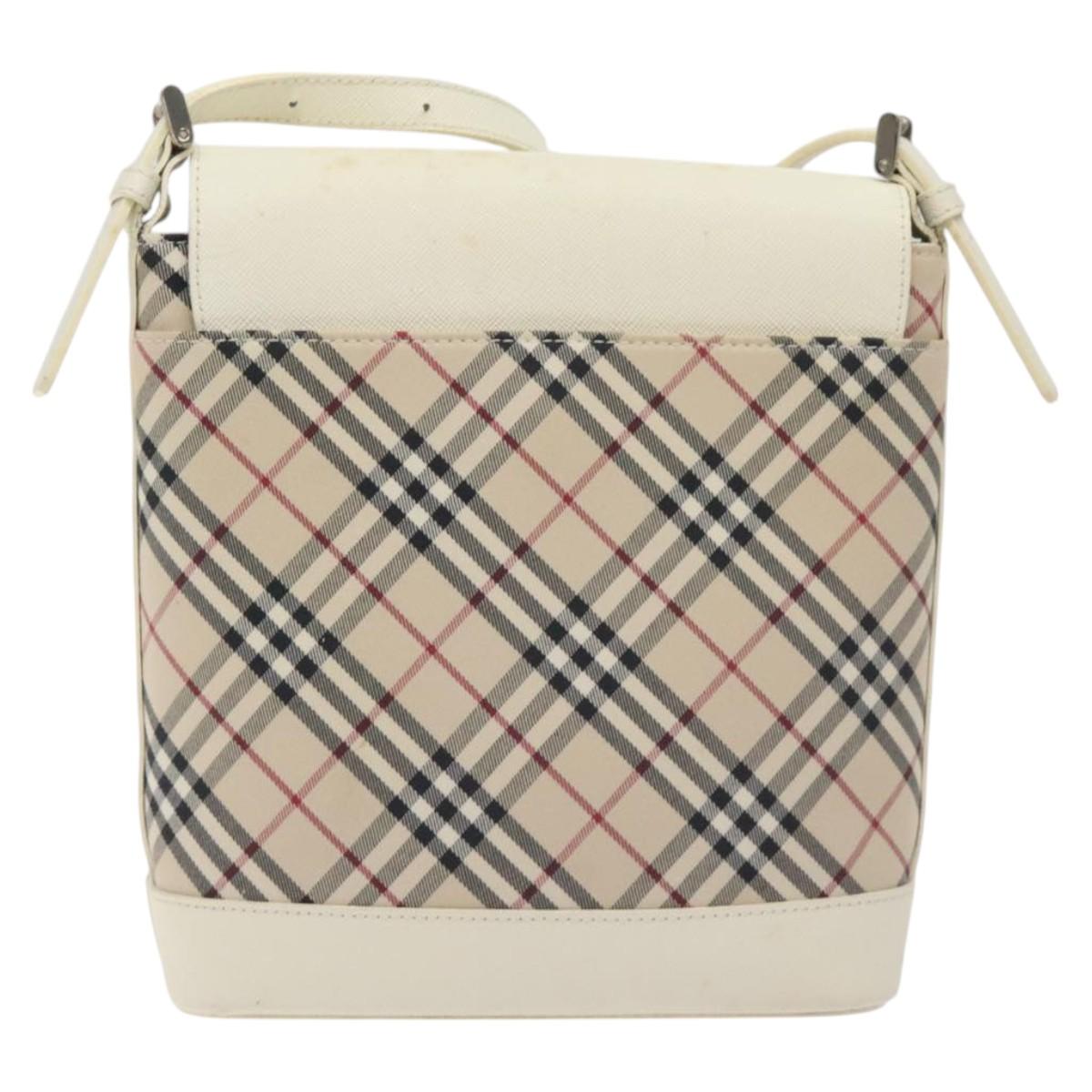 BURBERRY Nova Check Shoulder Bag Canvas Beige Silver Auth 129947