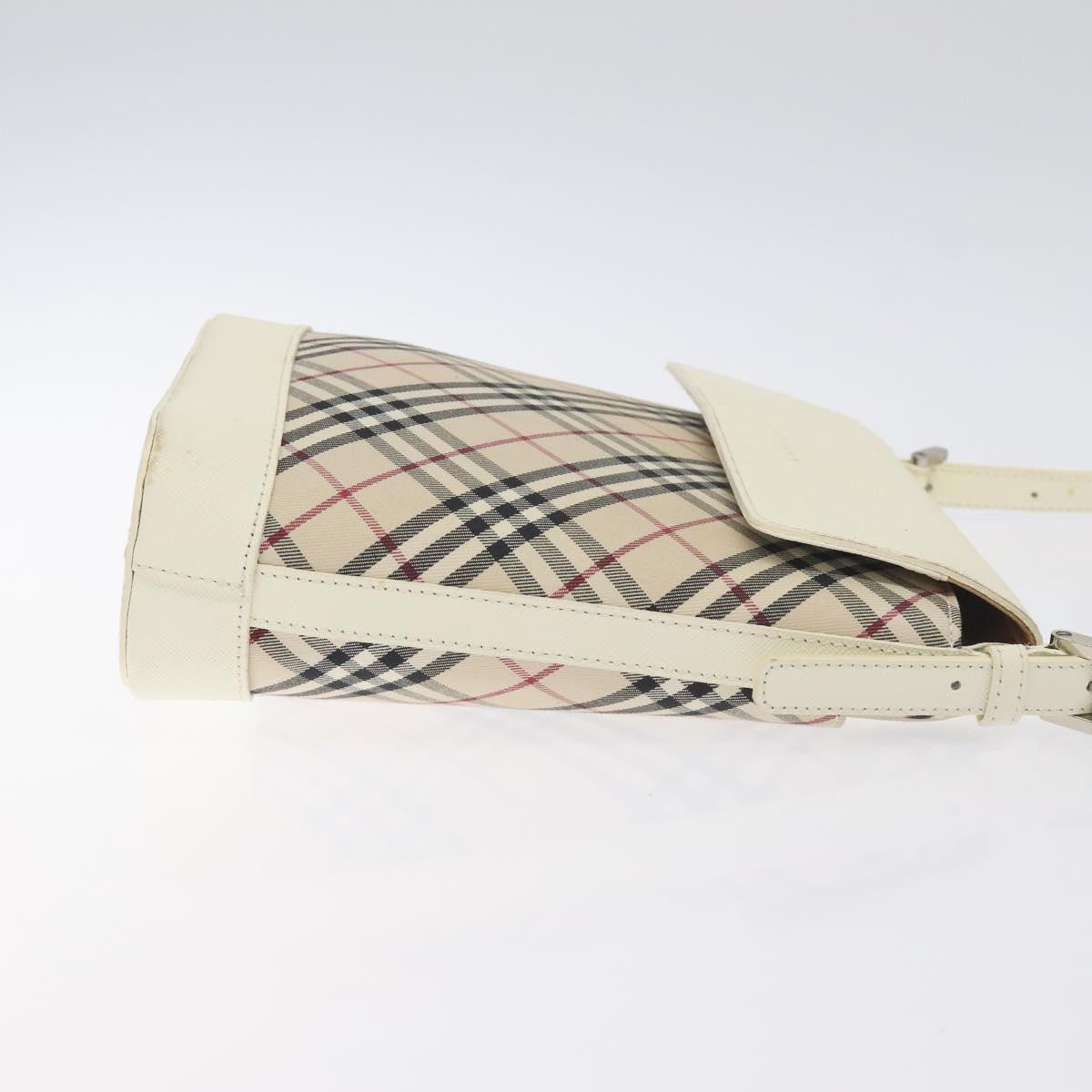 BURBERRY Nova Check Shoulder Bag Canvas Beige Silver Auth 129947