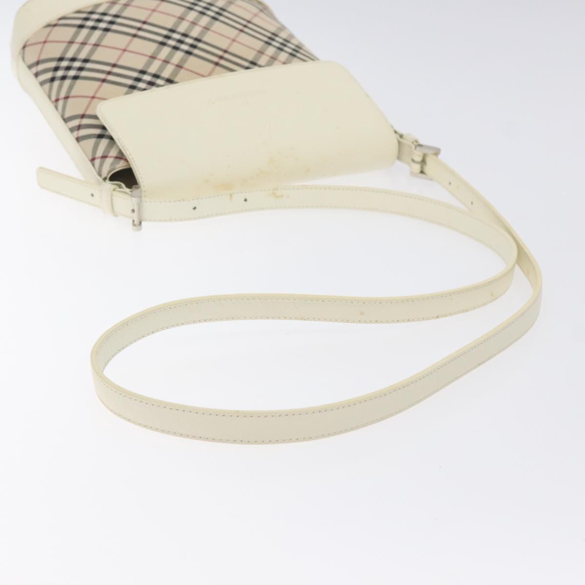 BURBERRY Nova Check Shoulder Bag Canvas Beige Silver Auth 129947