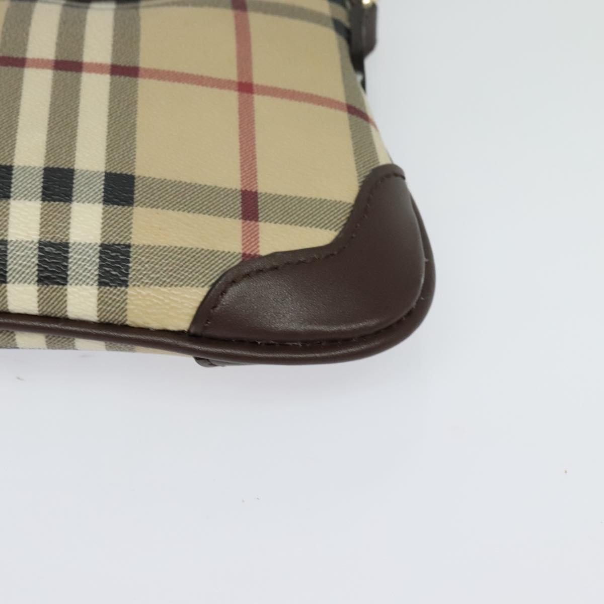 BURBERRY Nova Check Shoulder Bag PVC Beige Gold Auth 129948