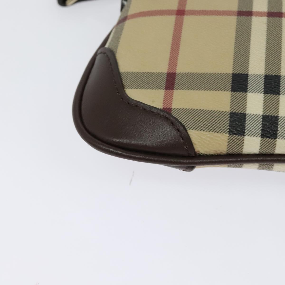 BURBERRY Nova Check Shoulder Bag PVC Beige Gold Auth 129948