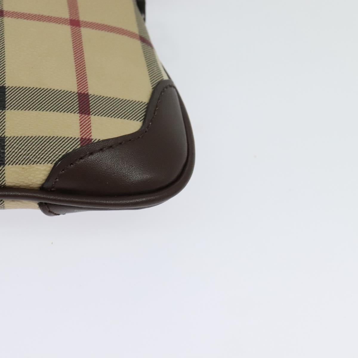 BURBERRY Nova Check Shoulder Bag PVC Beige Gold Auth 129948