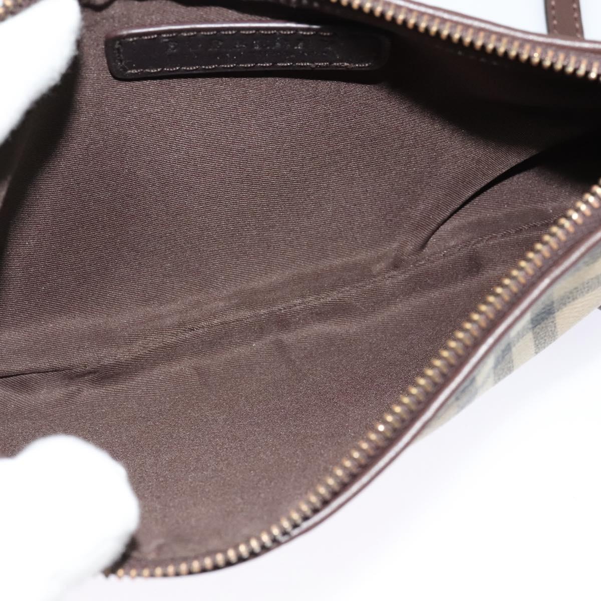 BURBERRY Nova Check Shoulder Bag PVC Beige Gold Auth 129948