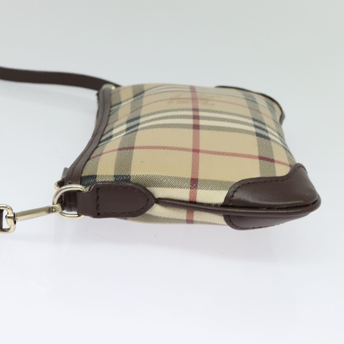 BURBERRY Nova Check Shoulder Bag PVC Beige Gold Auth 129948