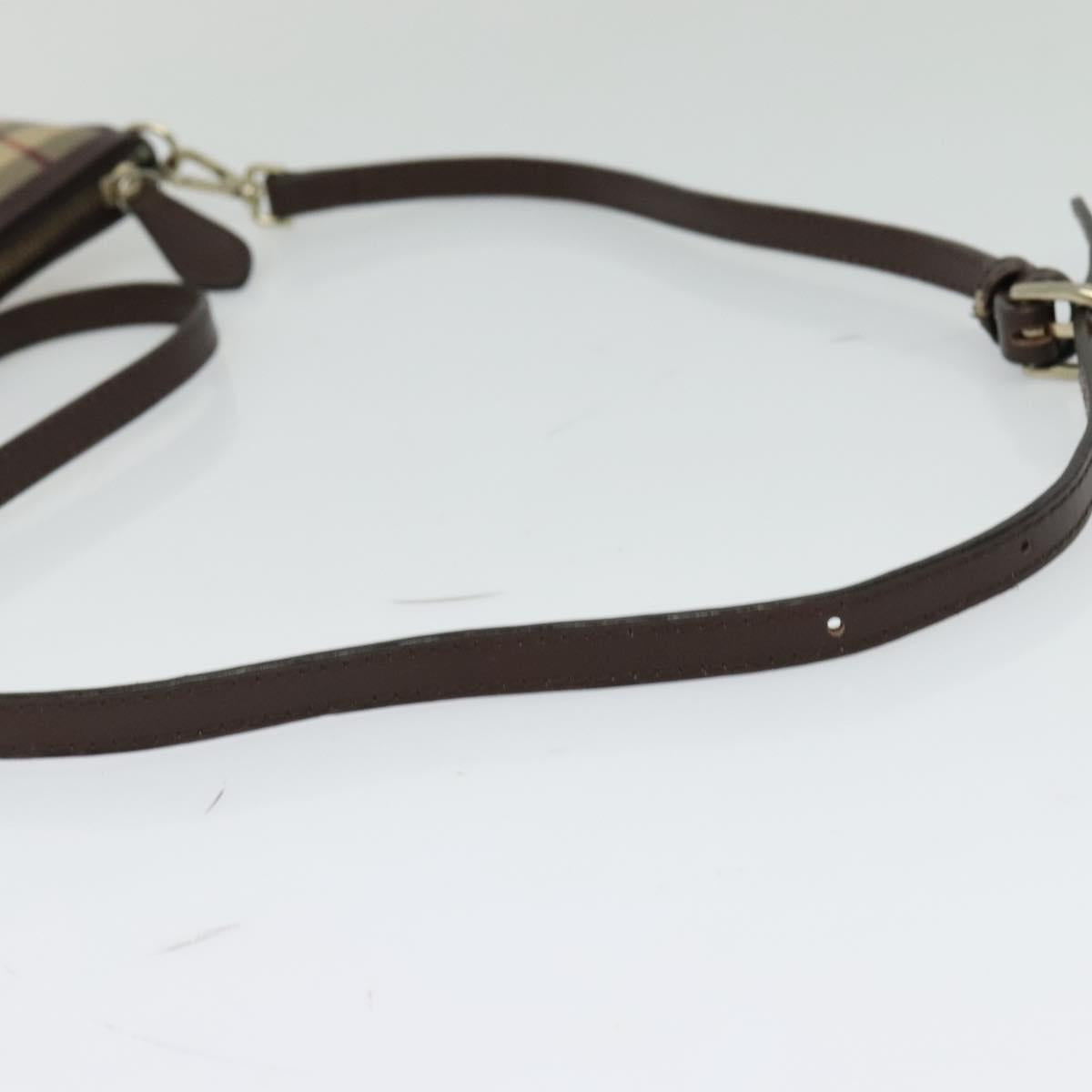 BURBERRY Nova Check Shoulder Bag PVC Beige Gold Auth 129948