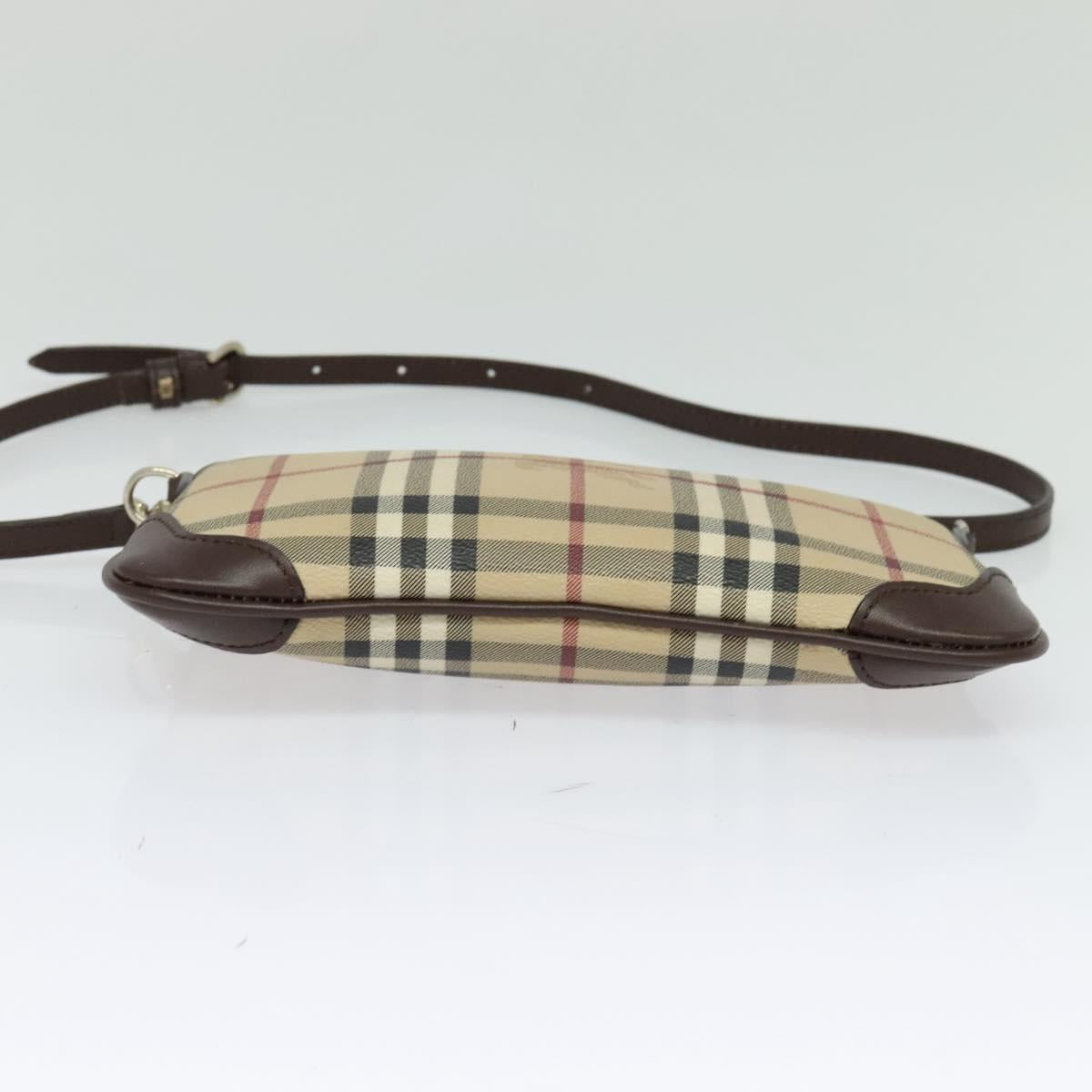 BURBERRY Nova Check Shoulder Bag PVC Beige Gold Auth 129948