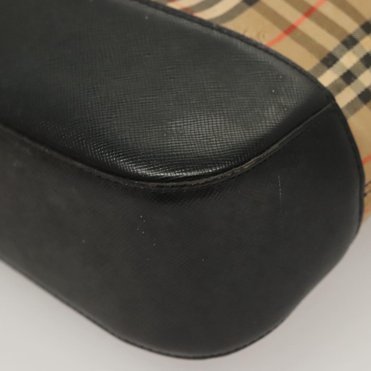 BURBERRY Nova Check Tote Bag Canvas Beige Gold Auth 129949