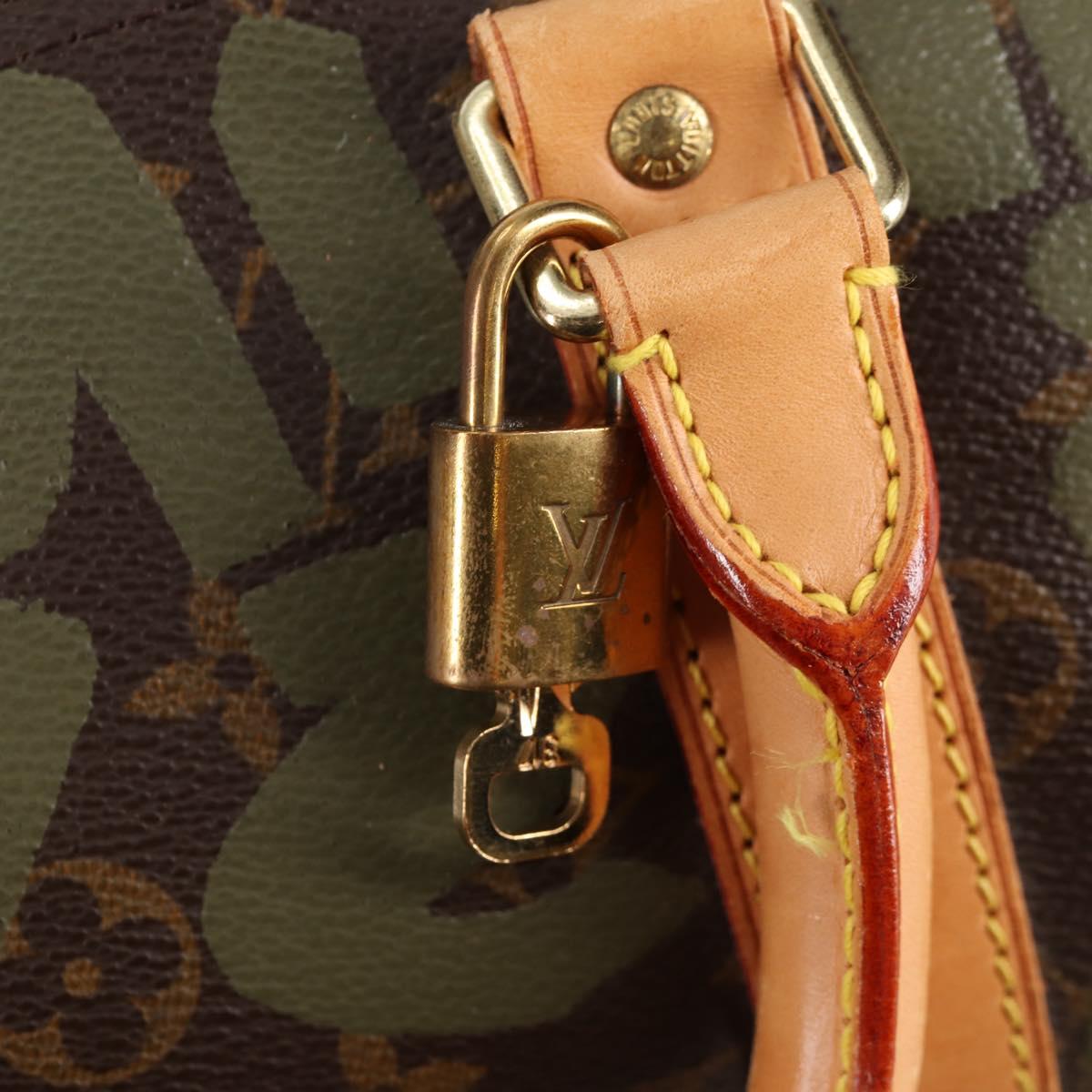 LOUIS VUITTON Monogram Graffiti Keepall 50 Boston Bag Khaki M92196 Auth 129961V