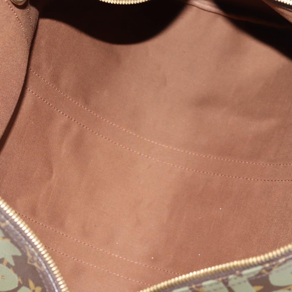 LOUIS VUITTON Monogram Graffiti Keepall 50 Boston Bag Khaki M92196 Auth 129961V