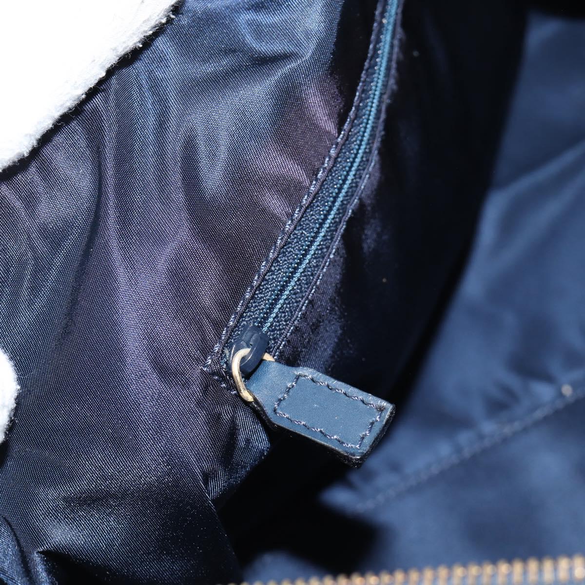 Christian Dior Trotter Canvas Boston Bag Navy Gold Auth 129964V