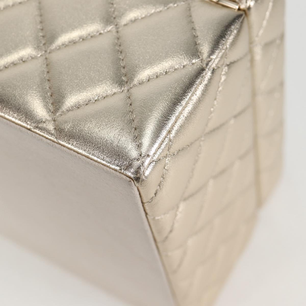 CHANEL Matelasse Jewelry Case Jewelry Box Lamb Skin Gold CC Auth 129974SM