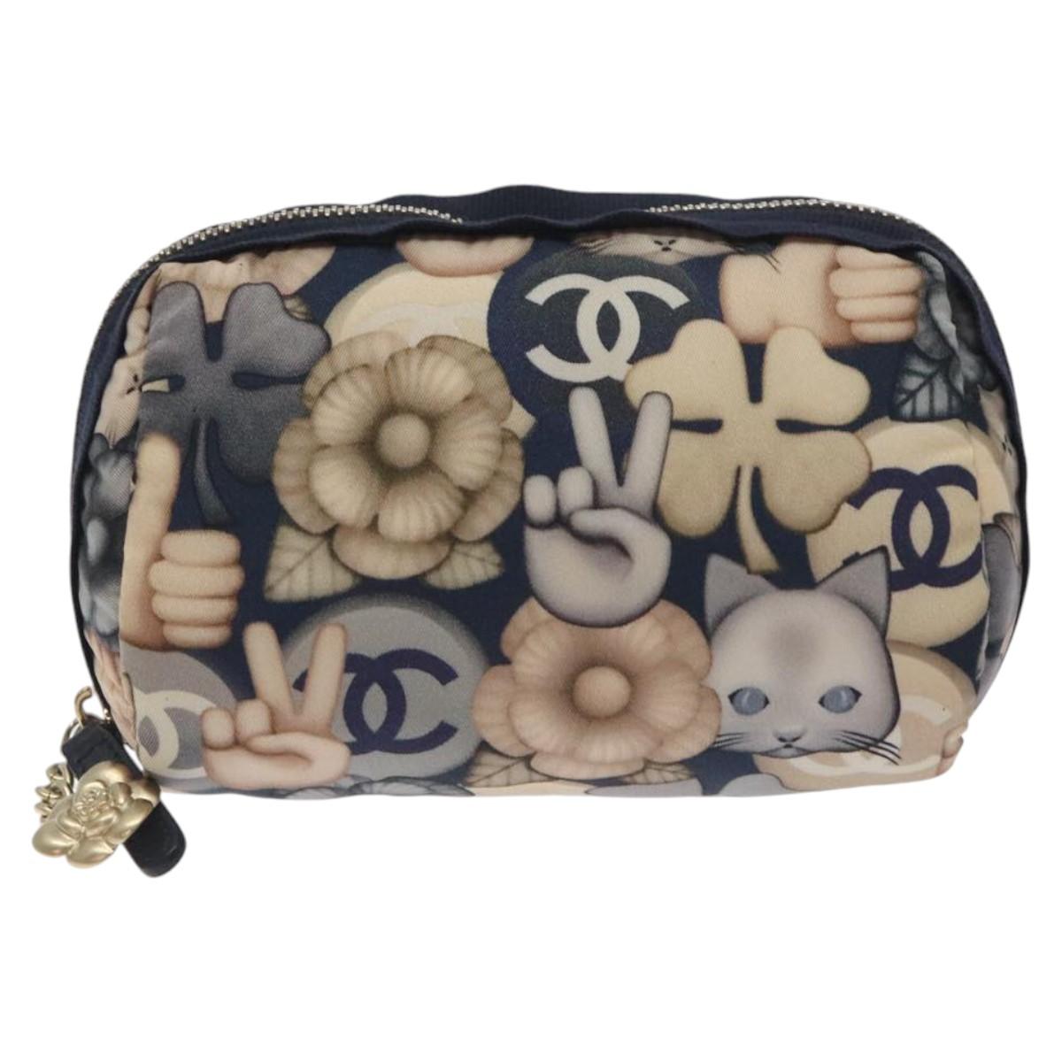 CHANEL COCO Mark Pouch Nylon Navy CC Auth 129975V