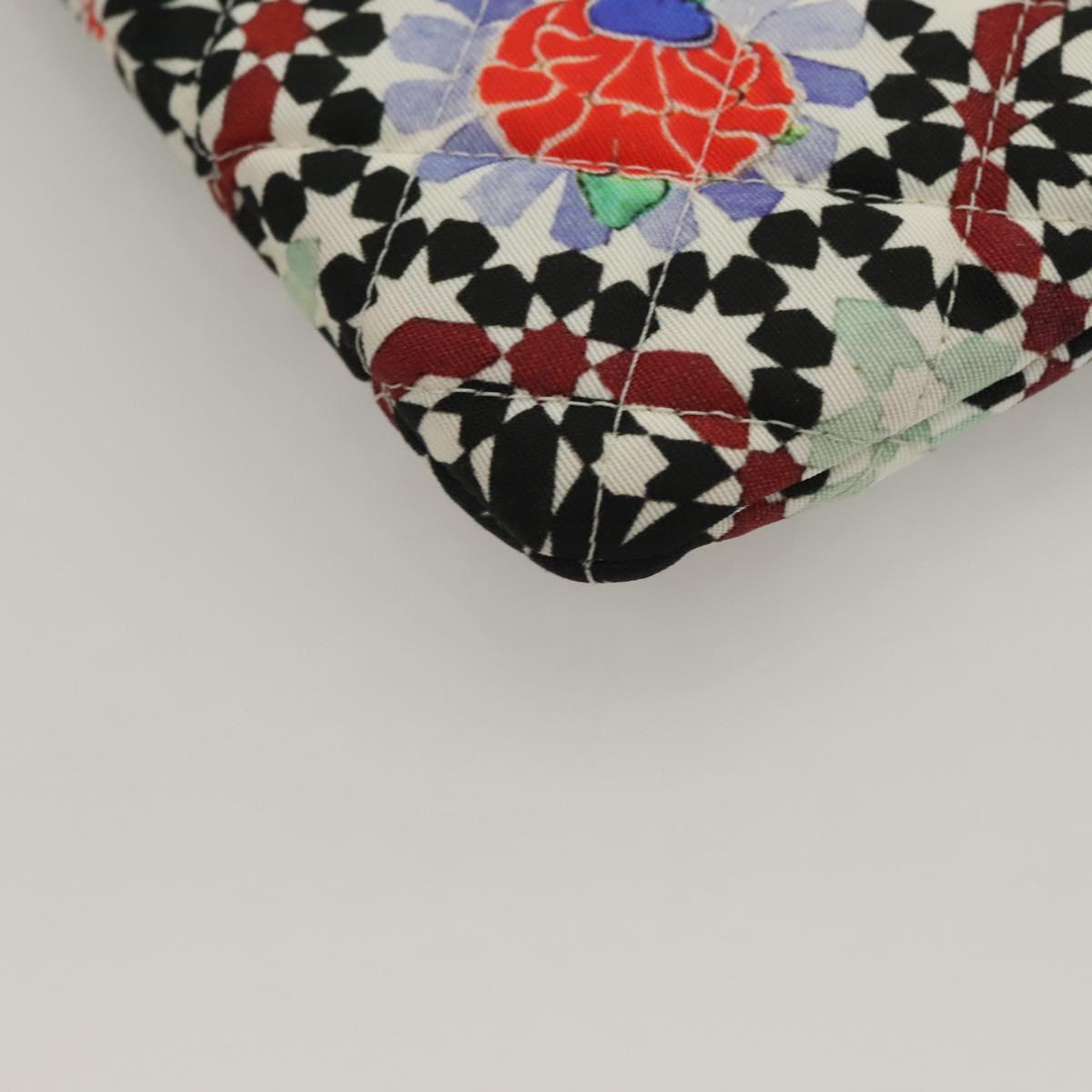 CHANEL Matelasse COCO Mark Pouch Nylon Multicolor CC Auth 129976V