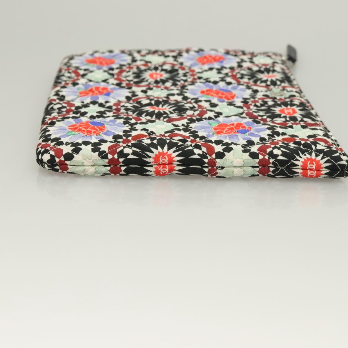 CHANEL Matelasse COCO Mark Pouch Nylon Multicolor CC Auth 129976V