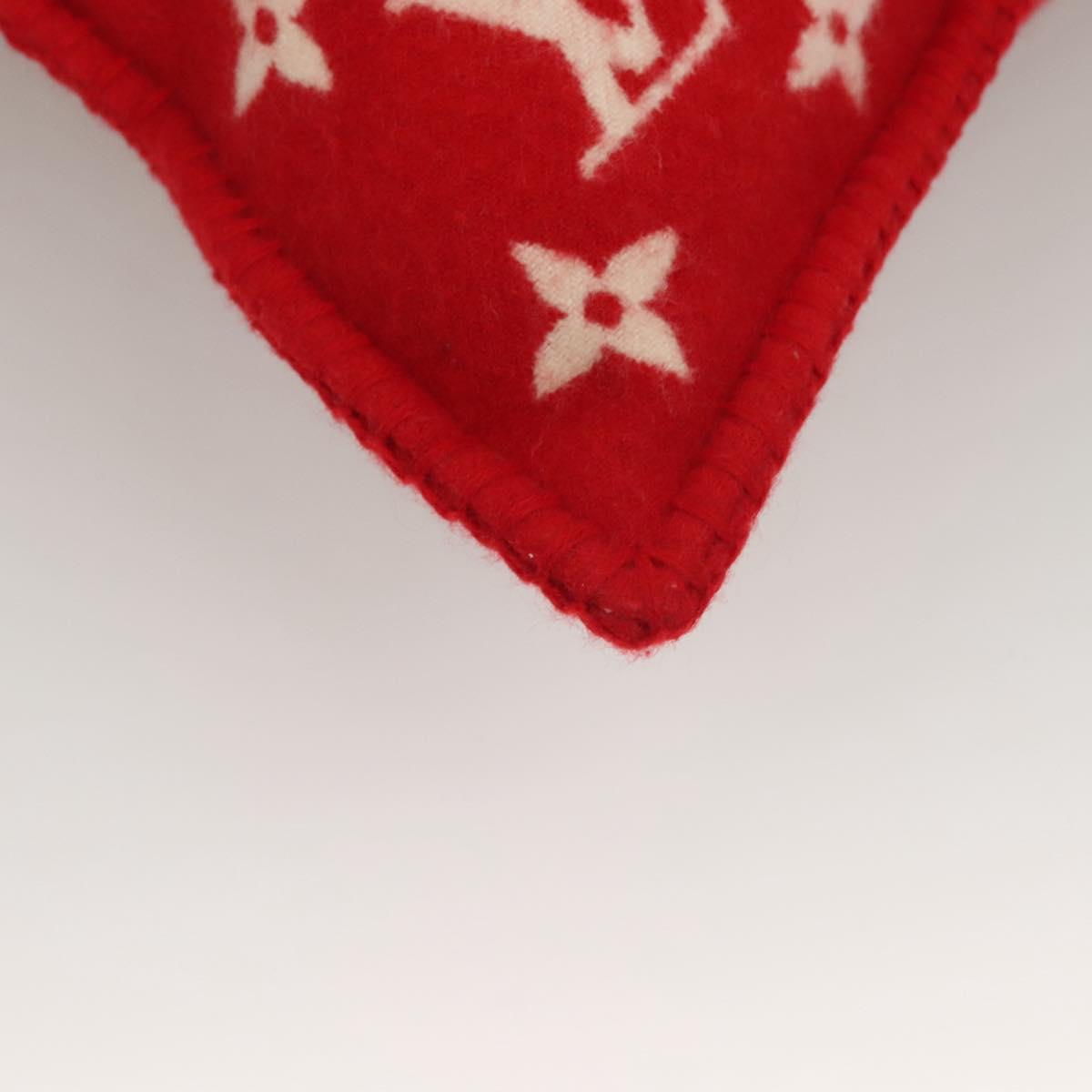 LOUIS VUITTON Pillow Cushion Wool Red MP1886 LV Auth 129979M