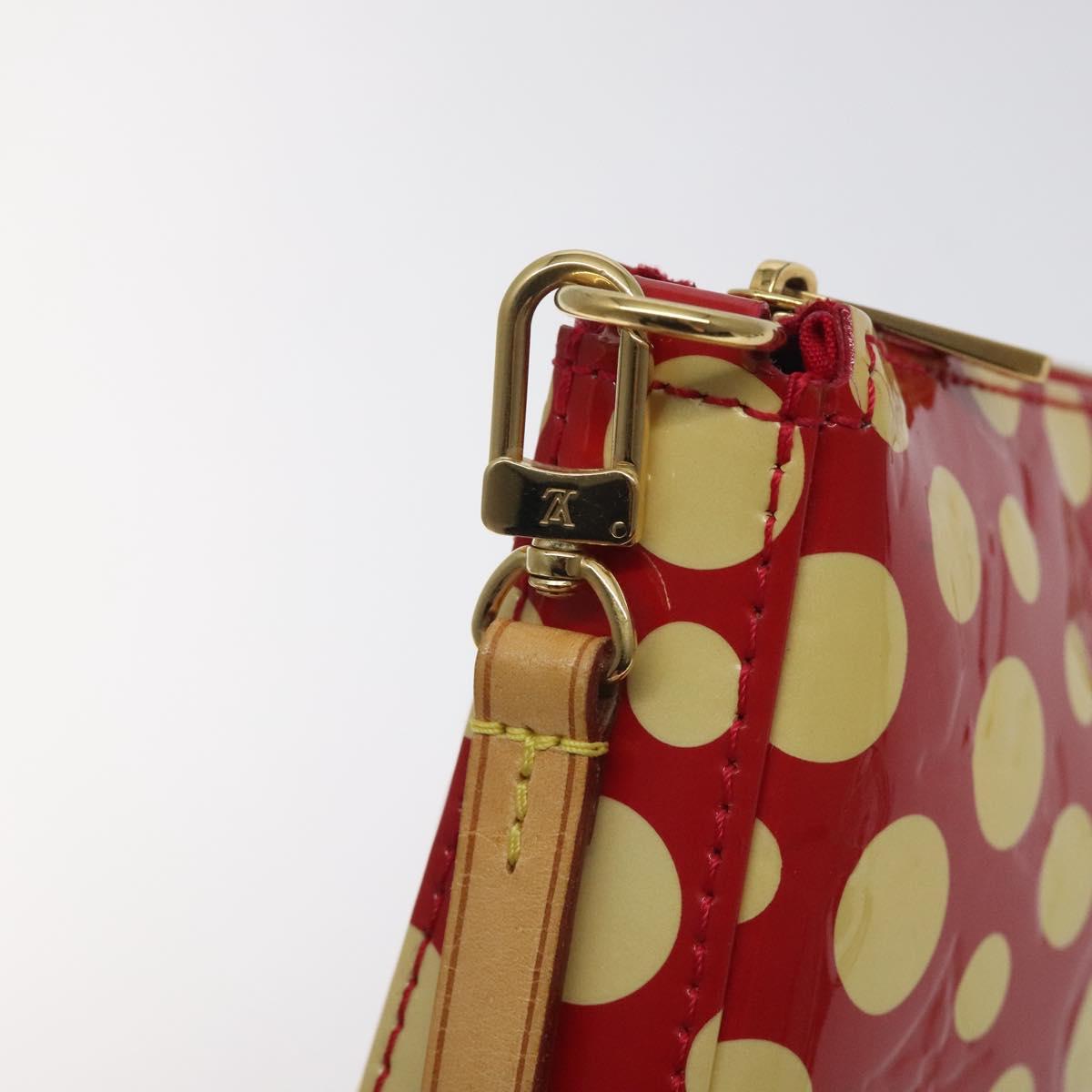 LOUIS VUITTON Vernis Yayoi Kusama Pochette Accessoires Red M91428 Auth 129988V