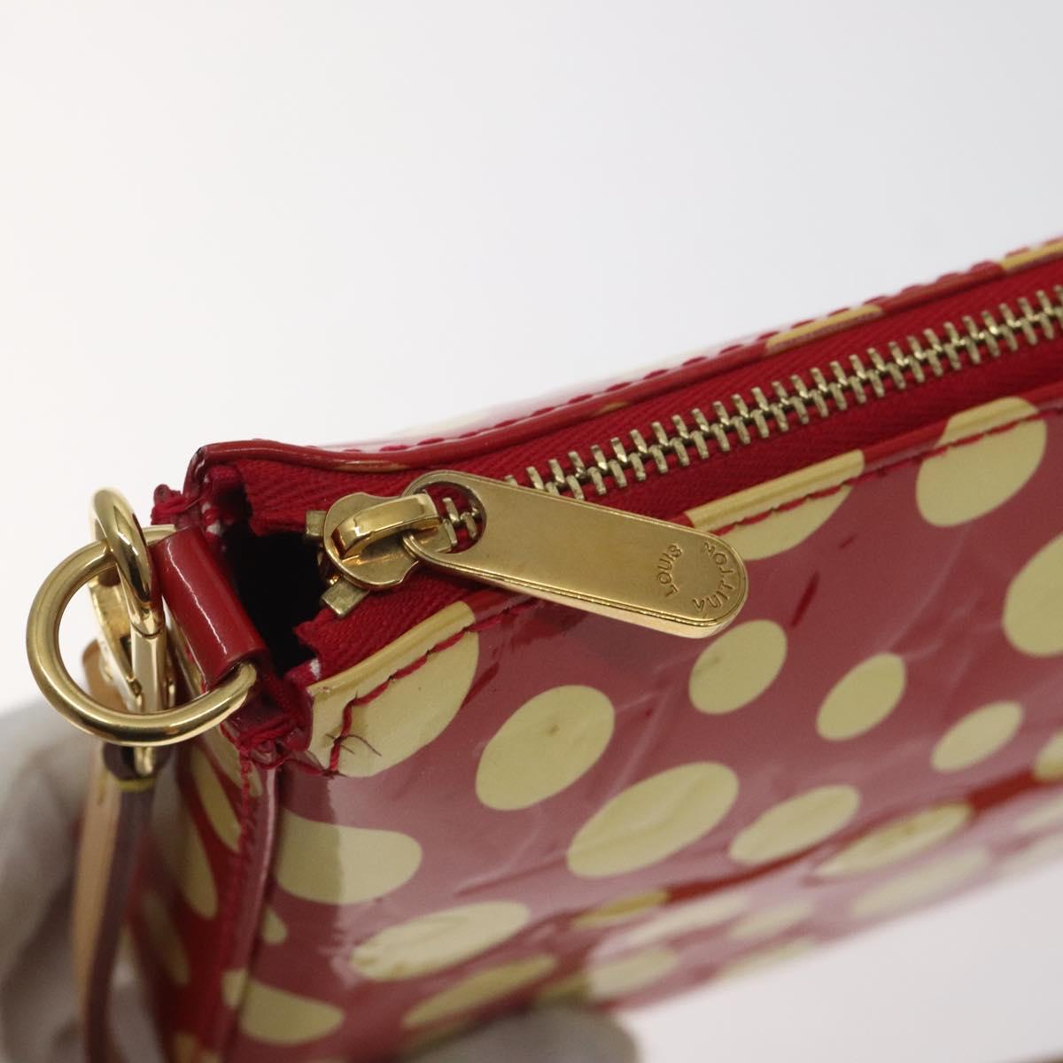 LOUIS VUITTON Vernis Yayoi Kusama Pochette Accessoires Red M91428 Auth 129988V