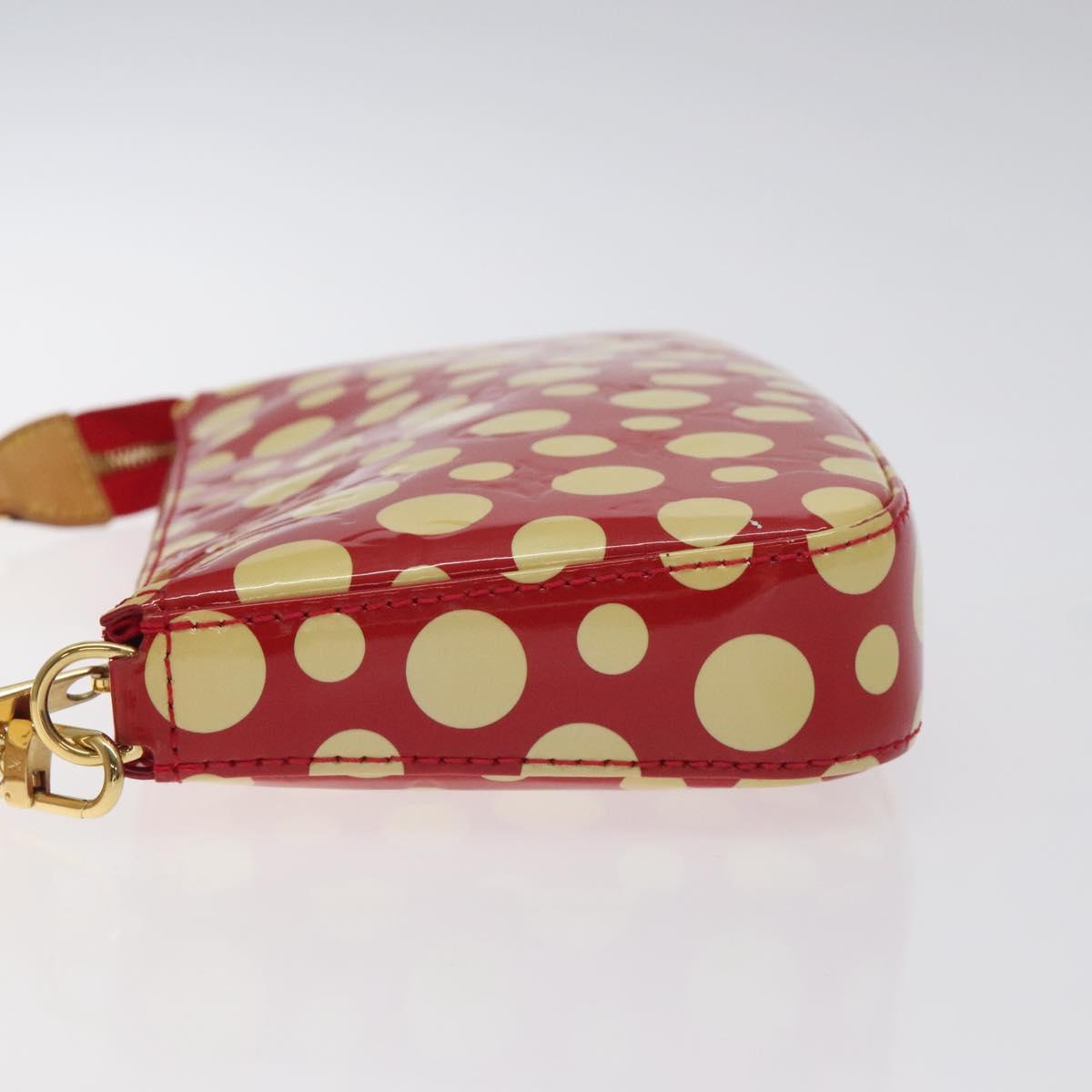 LOUIS VUITTON Vernis Yayoi Kusama Pochette Accessoires Red M91428 Auth 129988V
