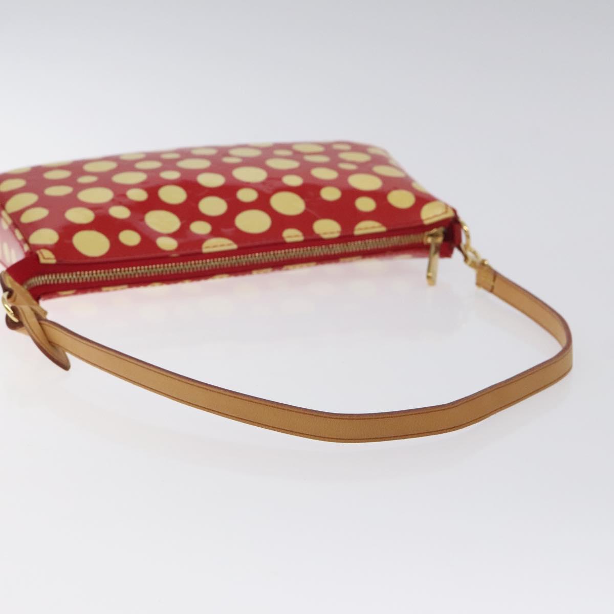 LOUIS VUITTON Vernis Yayoi Kusama Pochette Accessoires Red M91428 Auth 129988V