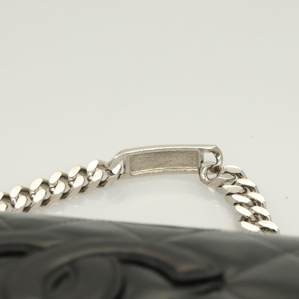 CHANEL Matelasse COCO Mark Chain Hand Bag Patent Black Silver CC Auth 130042V