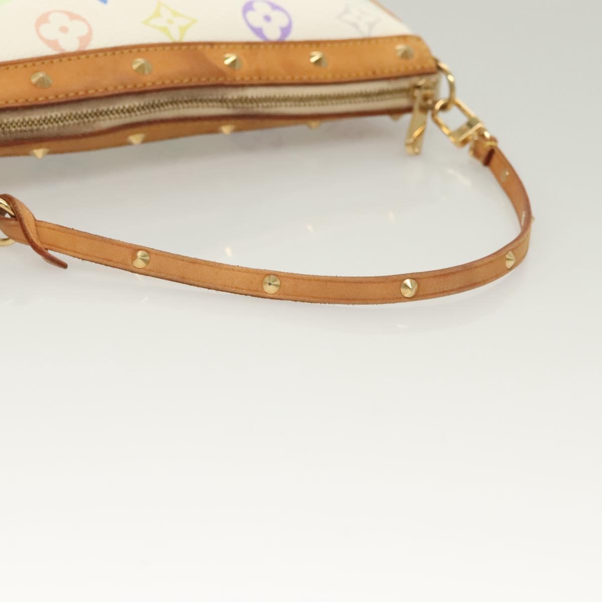 LOUIS VUITTON Multicolor Pochette Accessoires Pouch White M92649 LV Auth 130060