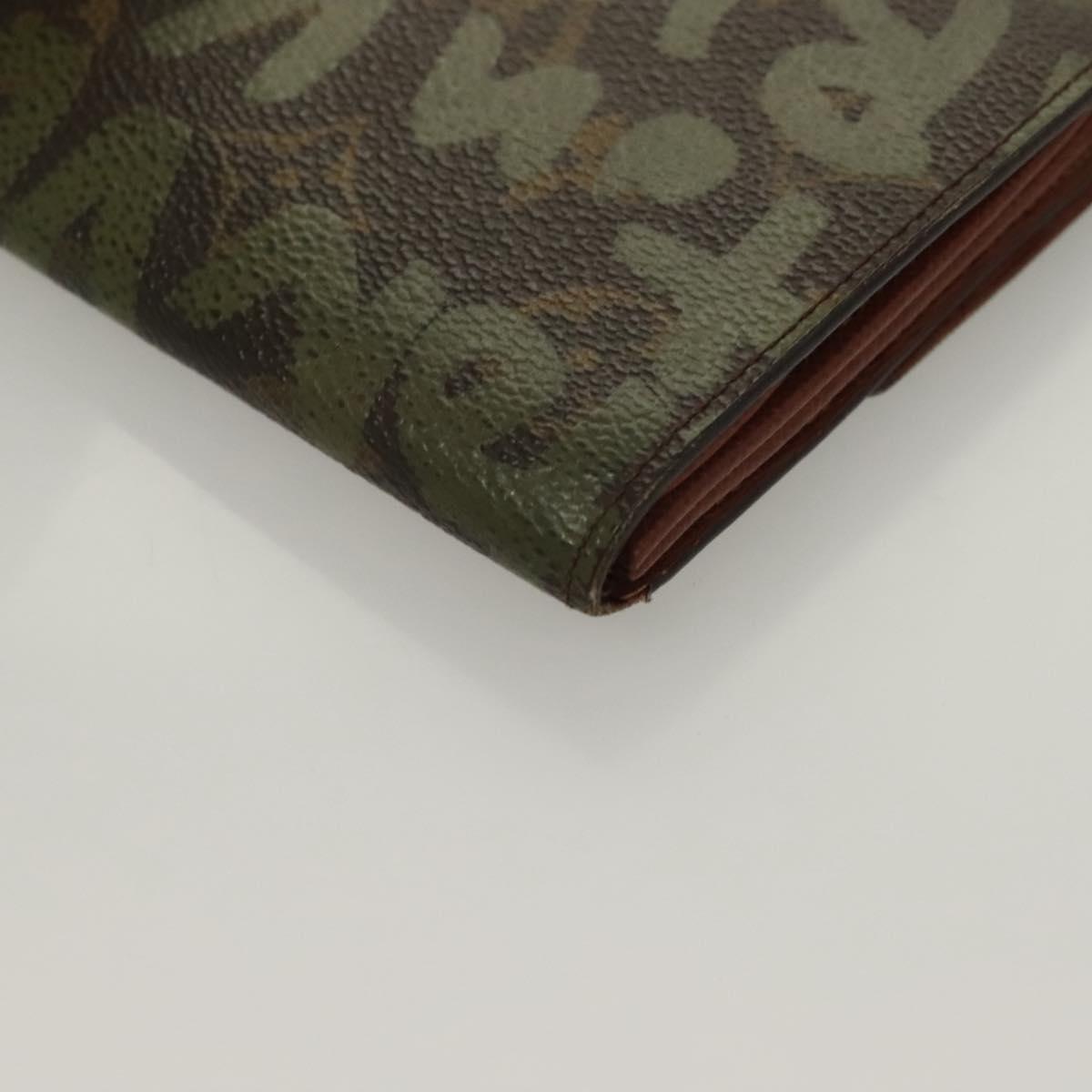 LOUIS VUITTON Monogram Graffiti Porte Monnaie Credit Khaki M92188 Auth 130080