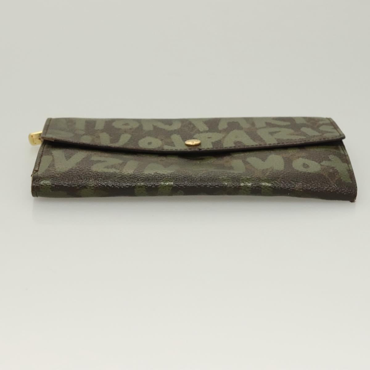 LOUIS VUITTON Monogram Graffiti Porte Monnaie Credit Khaki M92188 Auth 130080