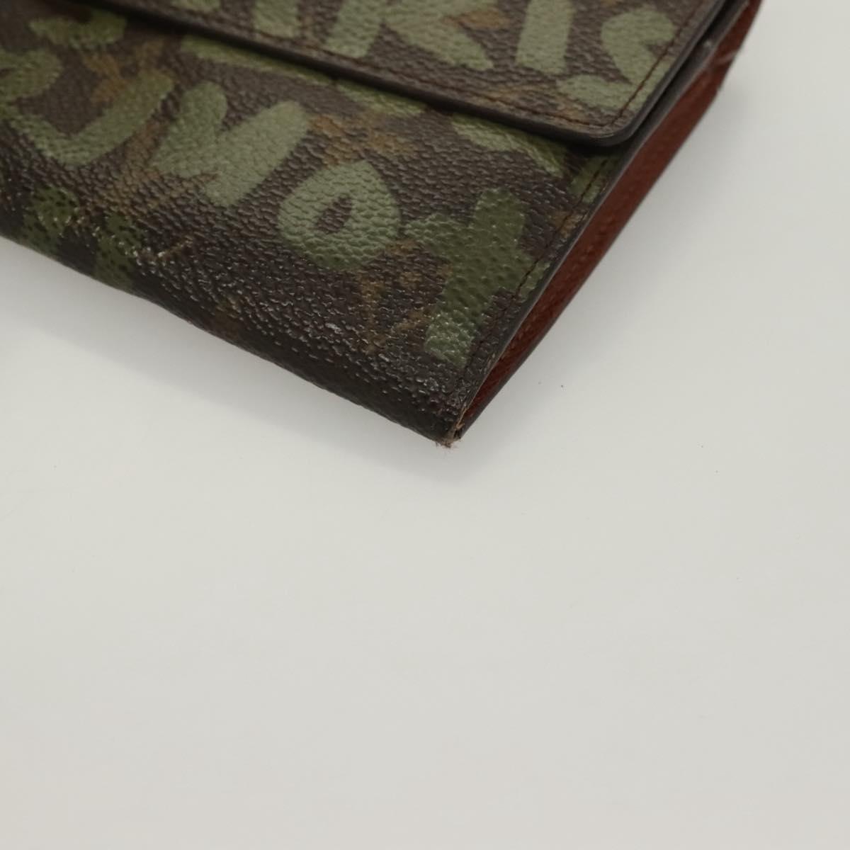 LOUIS VUITTON Monogram Graffiti Porte Monnaie Credit Khaki M92188 Auth 130080