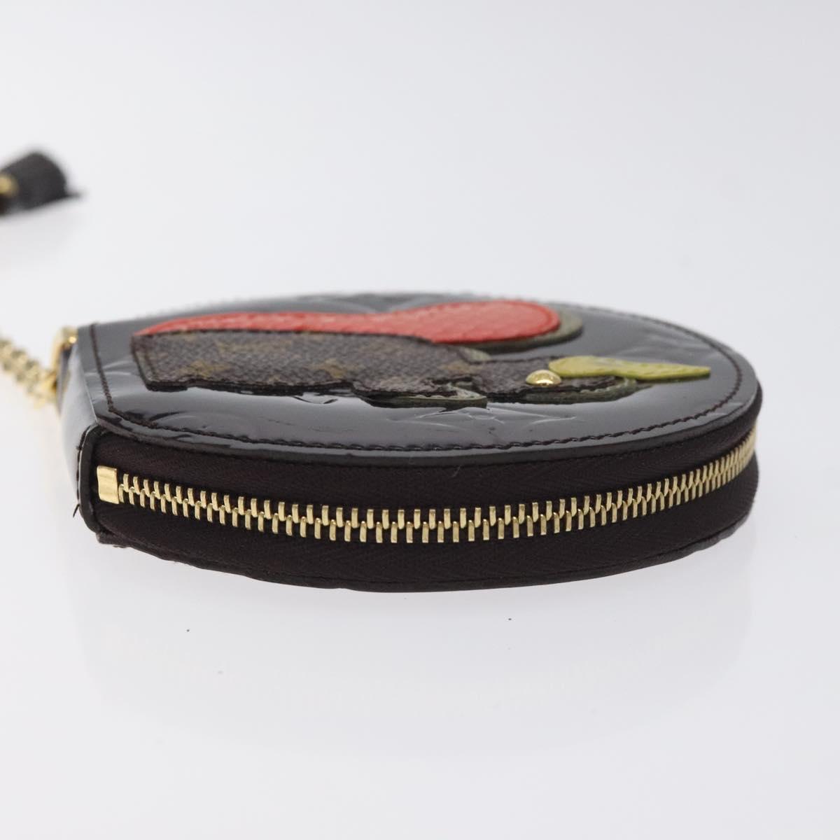 LOUIS VUITTON Vernis Porte Monnaie Ecruil Coin Purse Amarante M91386 Auth 130084