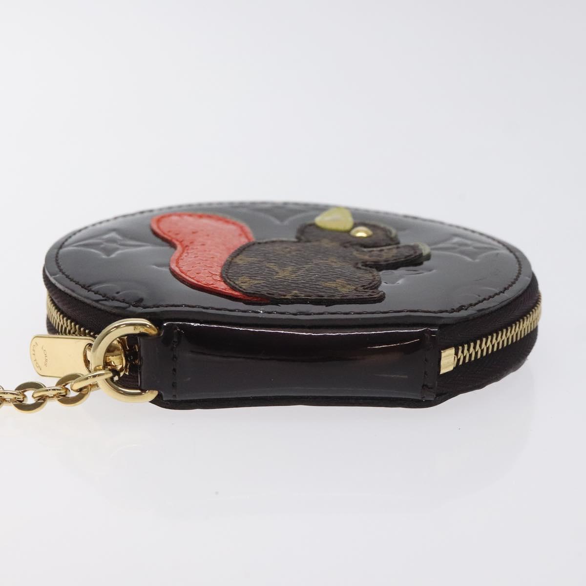 LOUIS VUITTON Vernis Porte Monnaie Ecruil Coin Purse Amarante M91386 Auth 130084