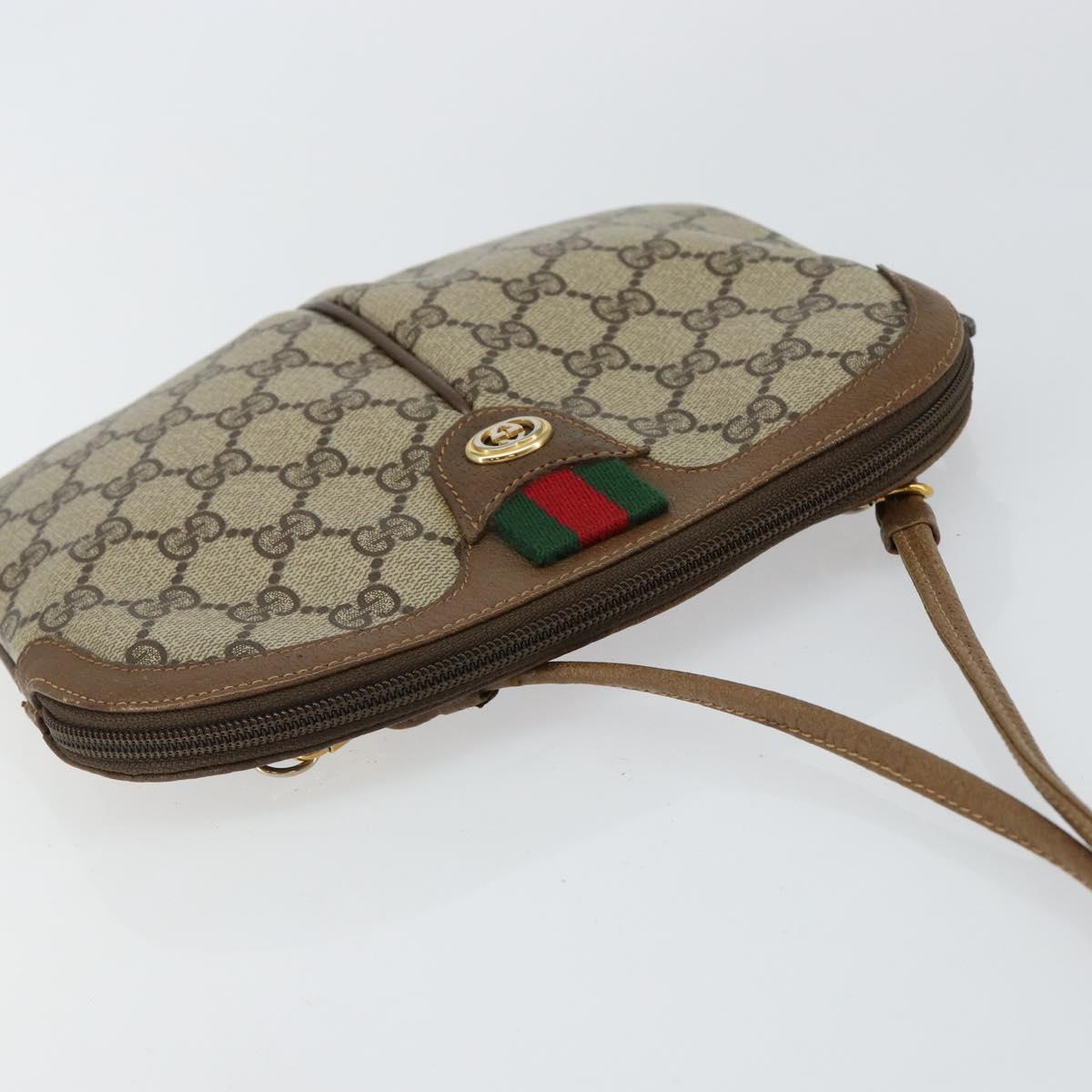 GUCCI GG Supreme Web Sherry Line Bag PVC Beige Gold 904 02 047 Auth 130090