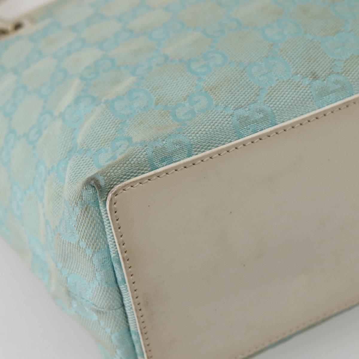 GUCCI GG Canvas Tote Bag Light Blue Gold 002 1099 Auth 130091
