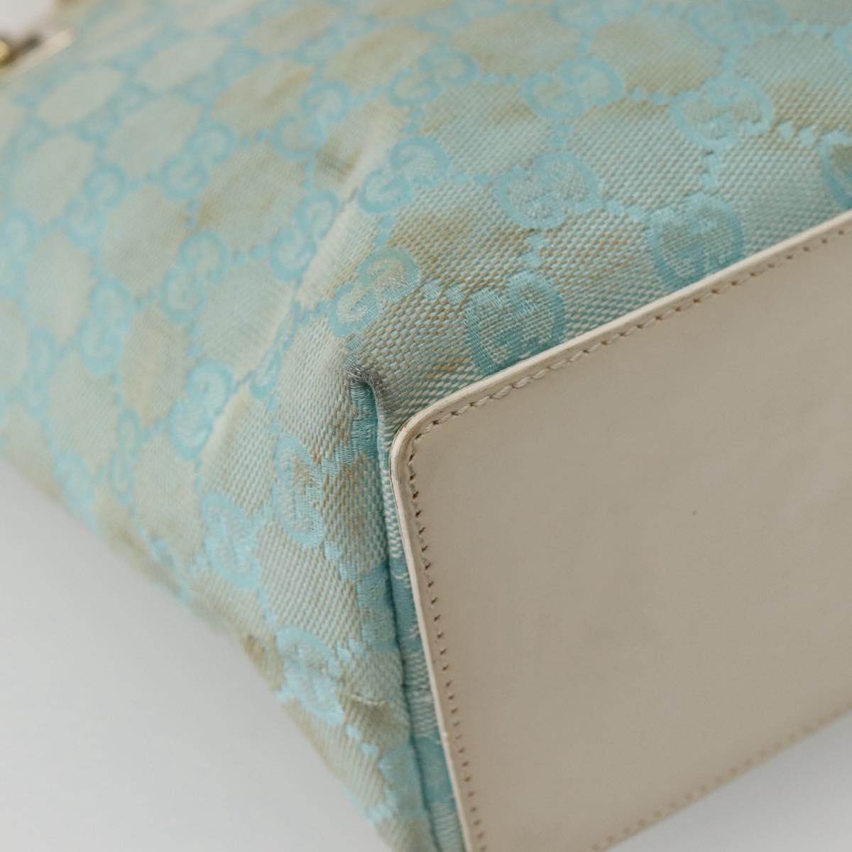 GUCCI GG Canvas Tote Bag Light Blue Gold 002 1099 Auth 130091