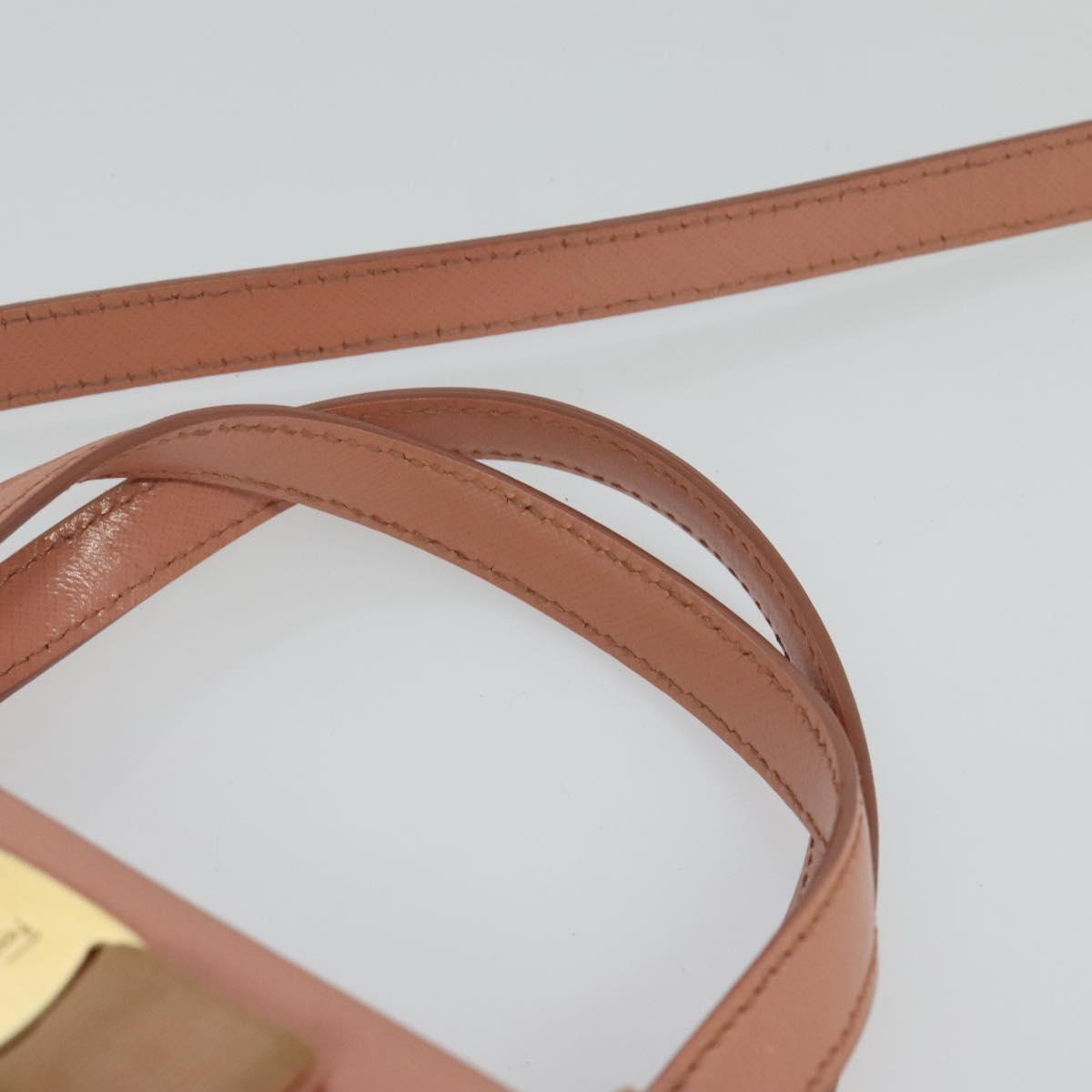 Salvatore Ferragamo Vala Hand Bag Leather 2way Pink Gold Auth 130110