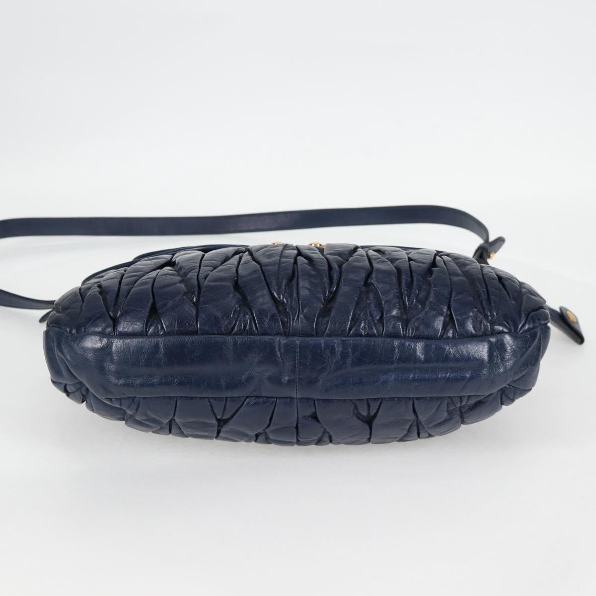 Miu Miu Matelasse Hand Bag Leather 2way Blue Gold Auth 130113V